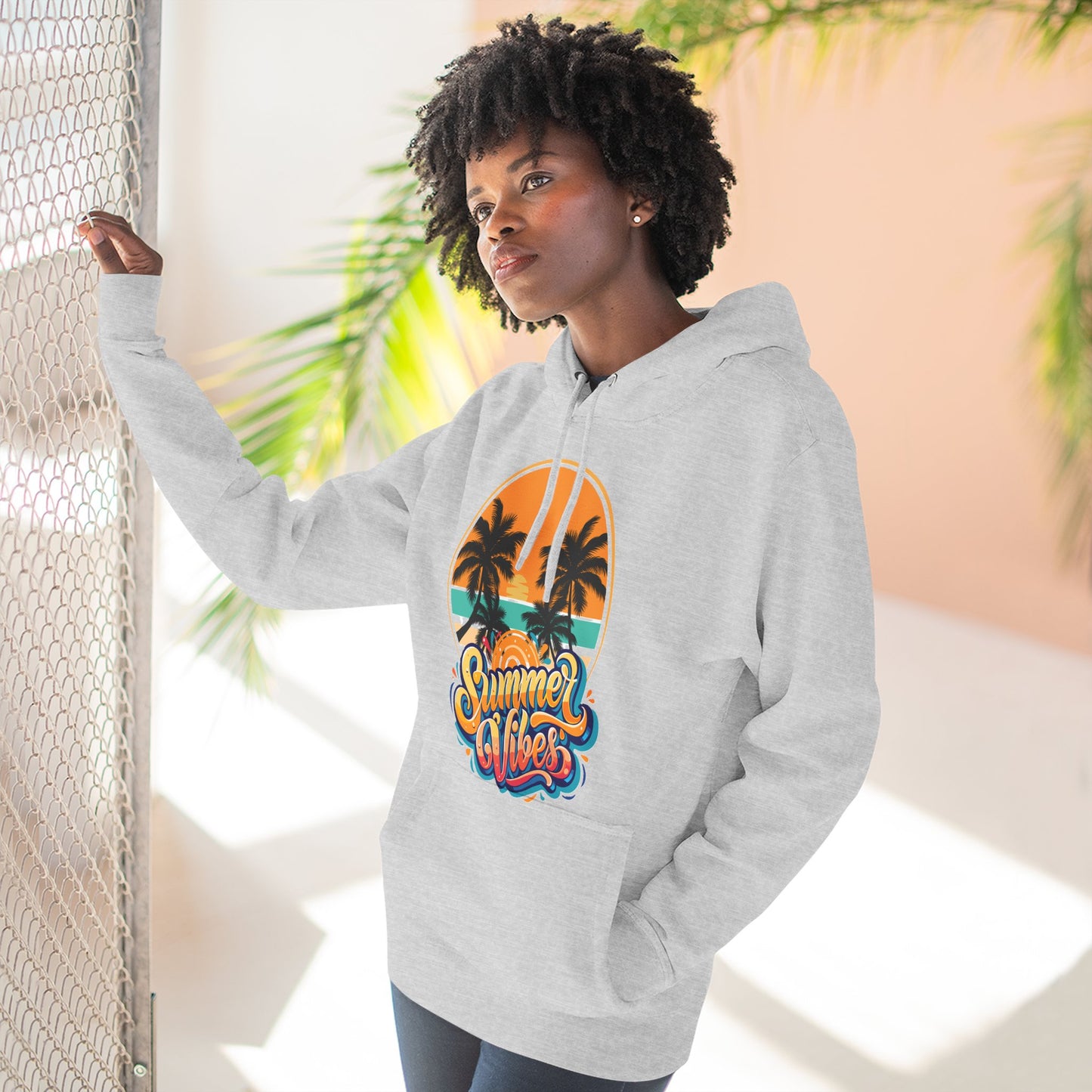 Summer Vibes Fleece Hoodie | Cozy Beachwear for Casual Days, Perfect for Summer Parties, Holidays, Everyday Relaxation, Travel