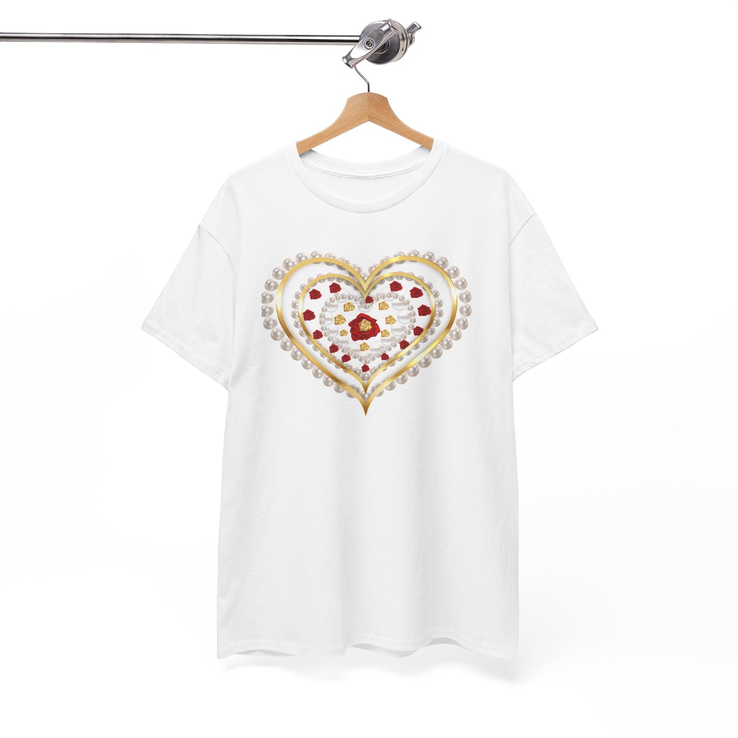 Heartfelt Unisex Heavy Cotton Tee, Cute Heart Design Shirt.