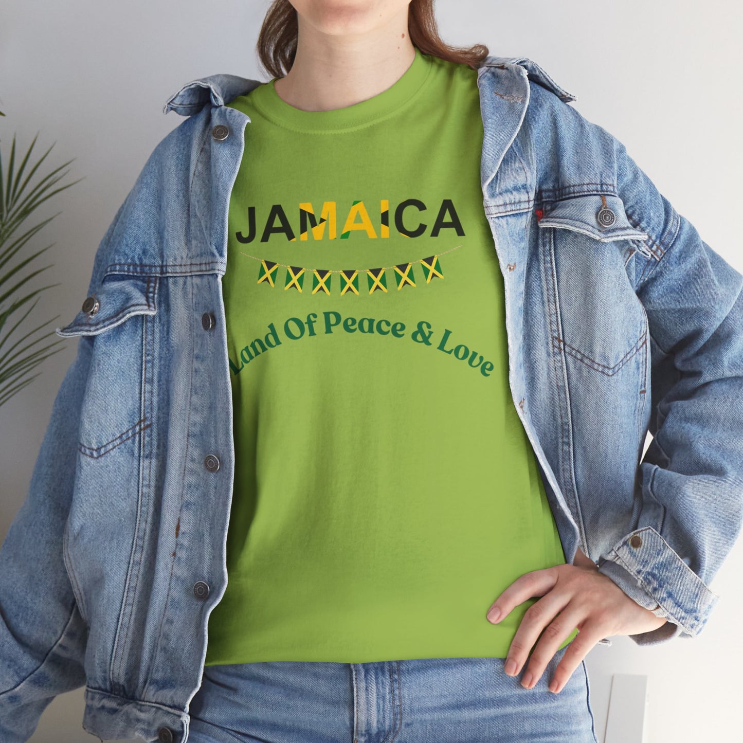 Jamaican Peace & Love Tee, Unisex Heavy Cotton Shirt, Summer vibes.