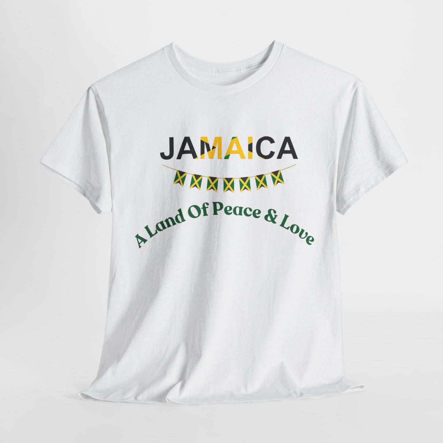 Jamaican Peace & Love Tee, Unisex Heavy Cotton Shirt, Summer vibes.