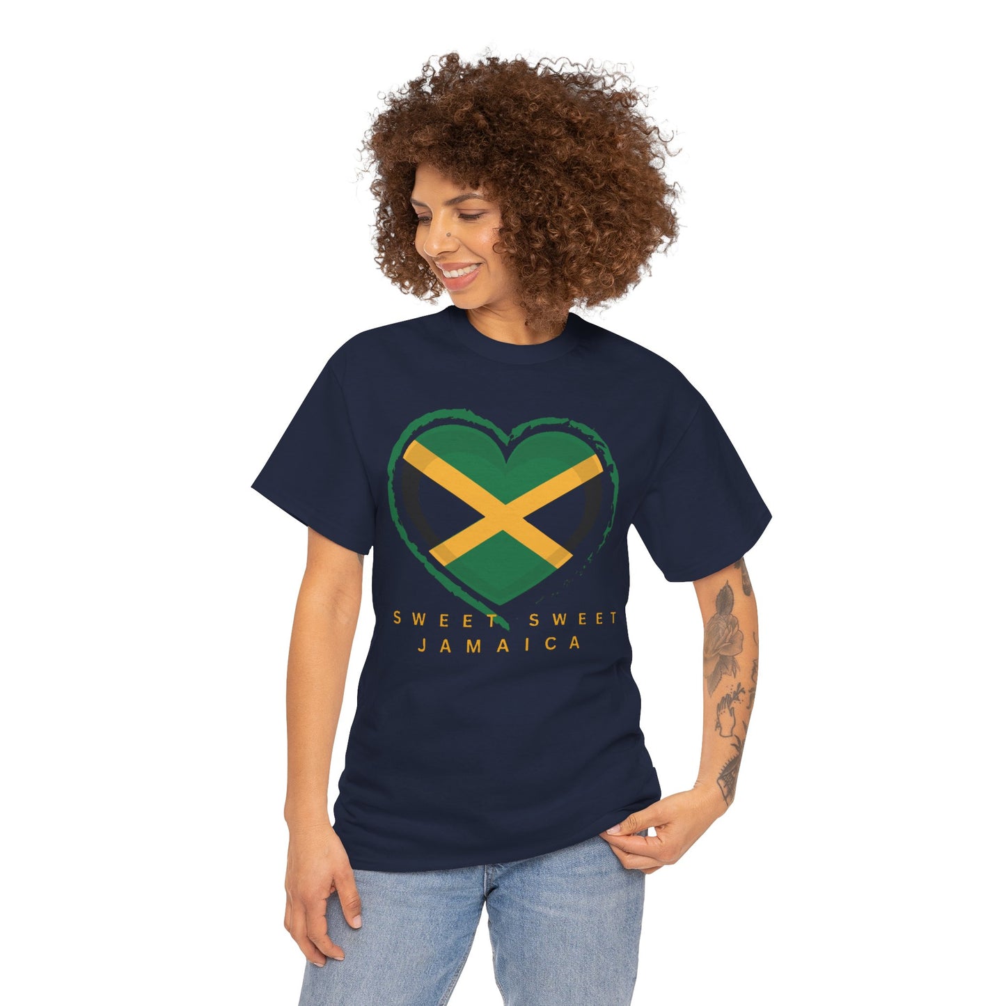 Unisex Heavy Cotton Tee with Sweet Sweet Jamaica Design.