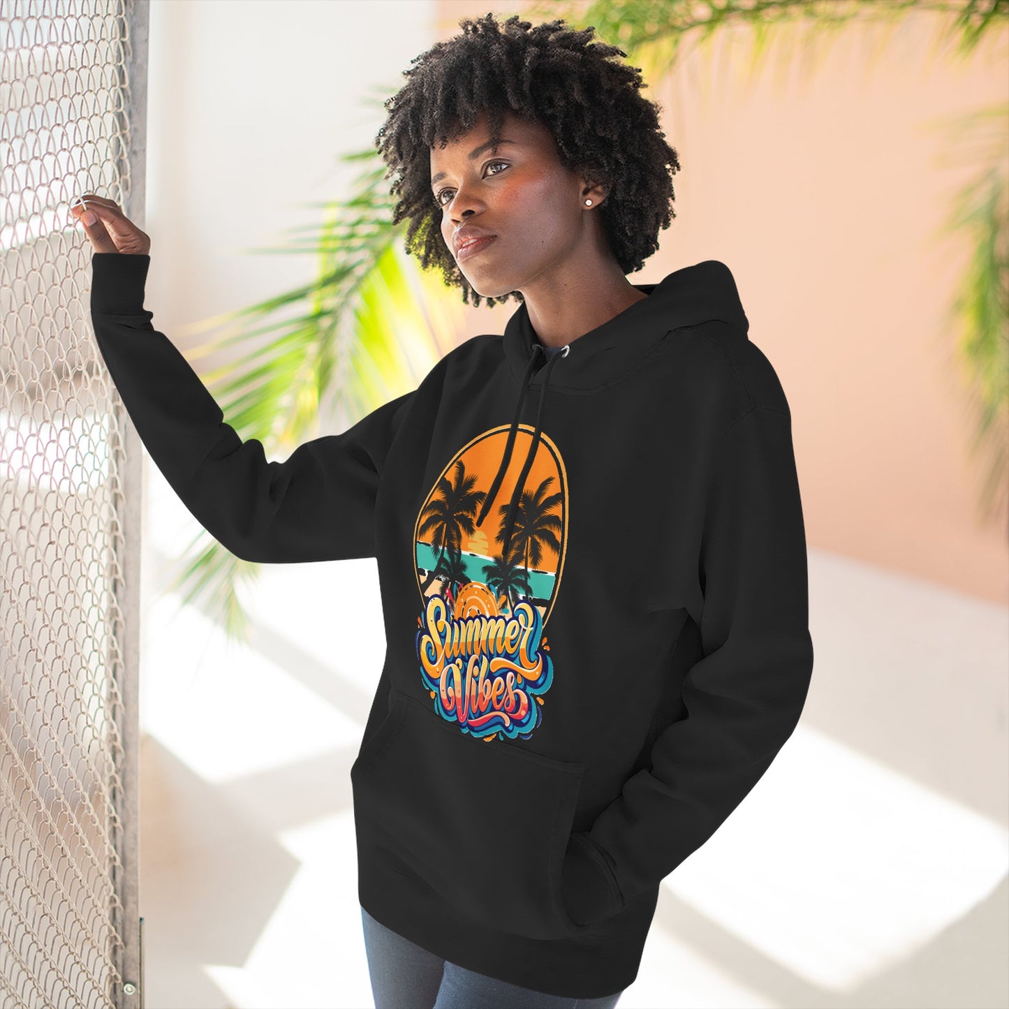 Summer Vibes Fleece Hoodie | Cozy Beachwear for Casual Days, Perfect for Summer Parties, Holidays, Everyday Relaxation, Travel