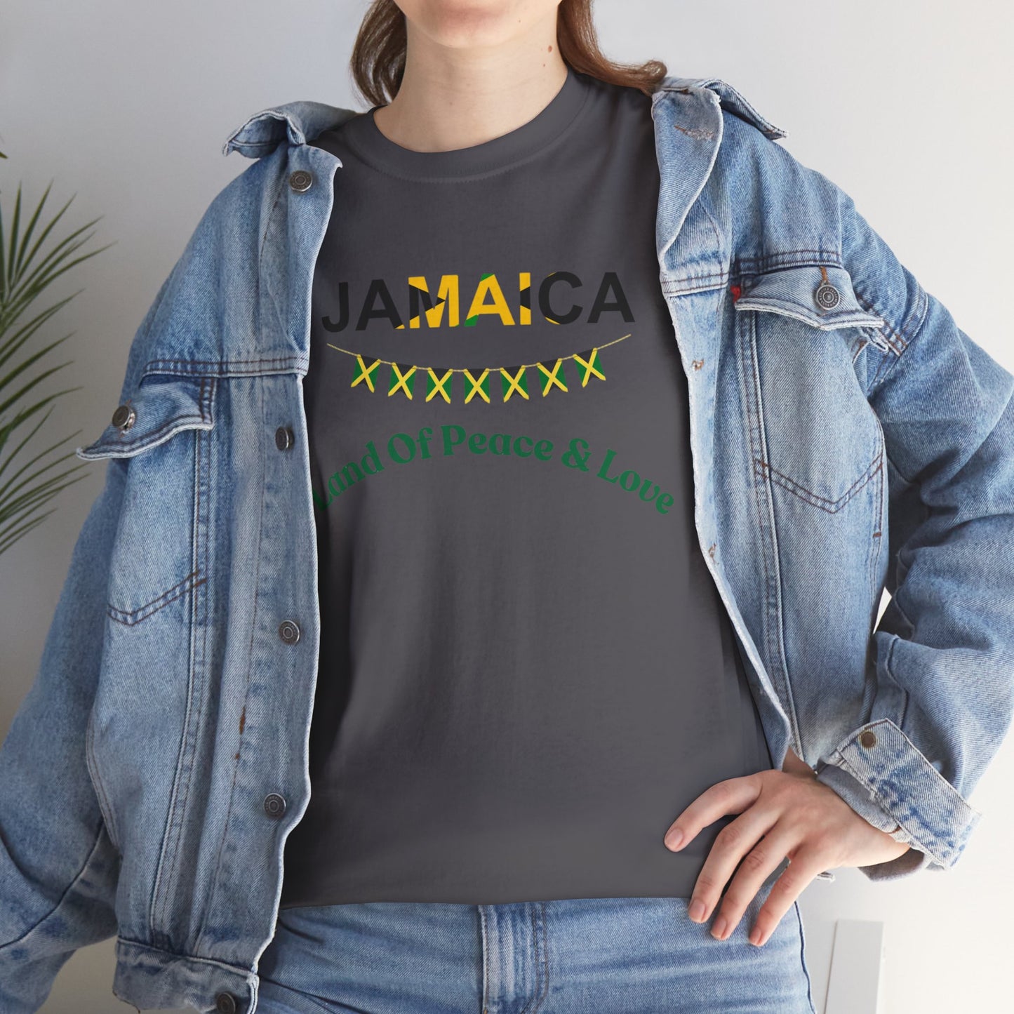 Jamaican Peace & Love Tee, Unisex Heavy Cotton Shirt, Summer vibes.