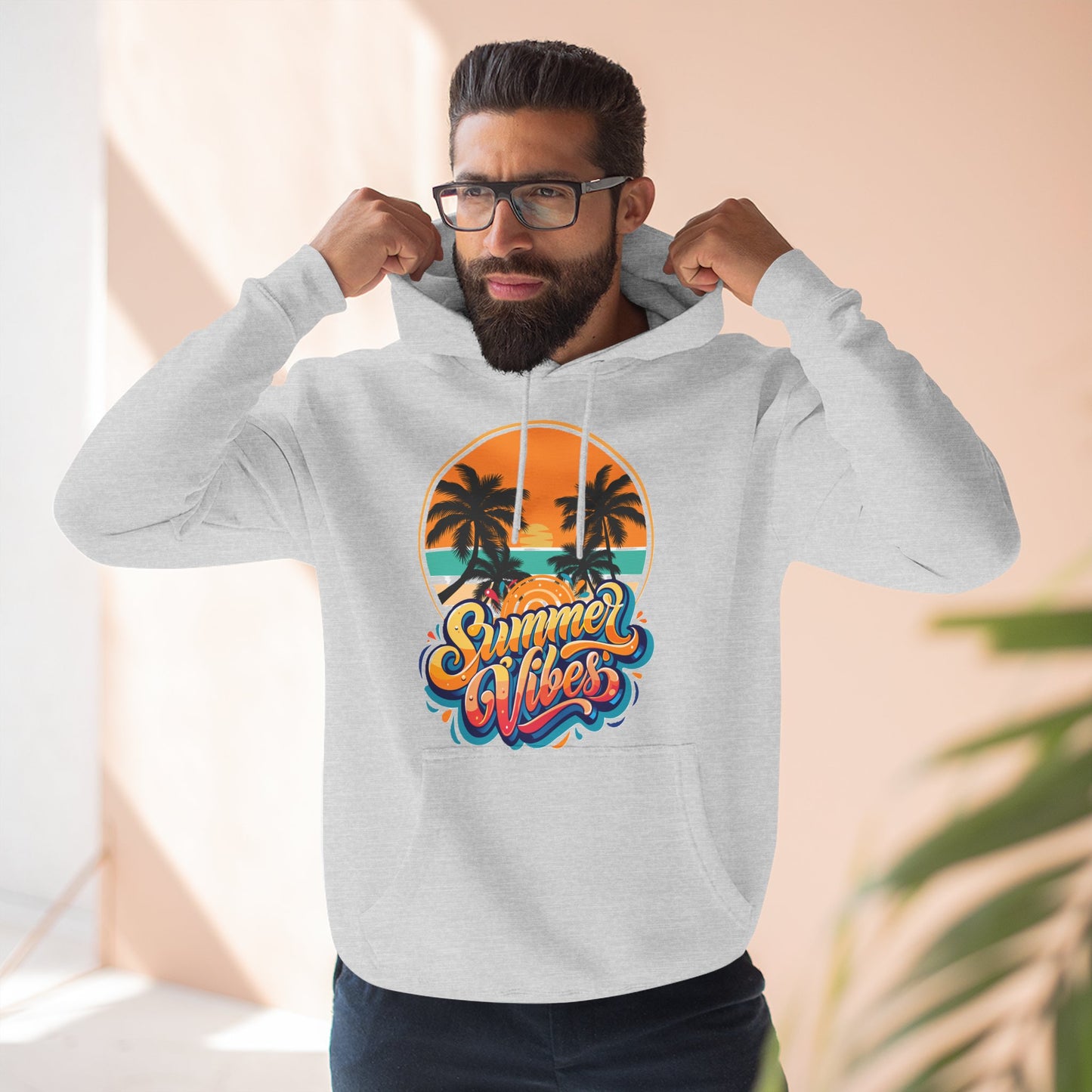 Summer Vibes Fleece Hoodie | Cozy Beachwear for Casual Days, Perfect for Summer Parties, Holidays, Everyday Relaxation, Travel