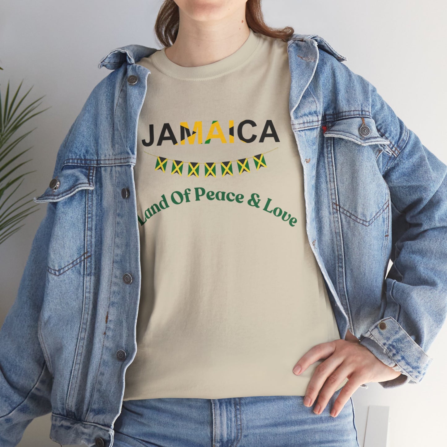 Jamaican Peace & Love Tee, Unisex Heavy Cotton Shirt, Summer vibes.