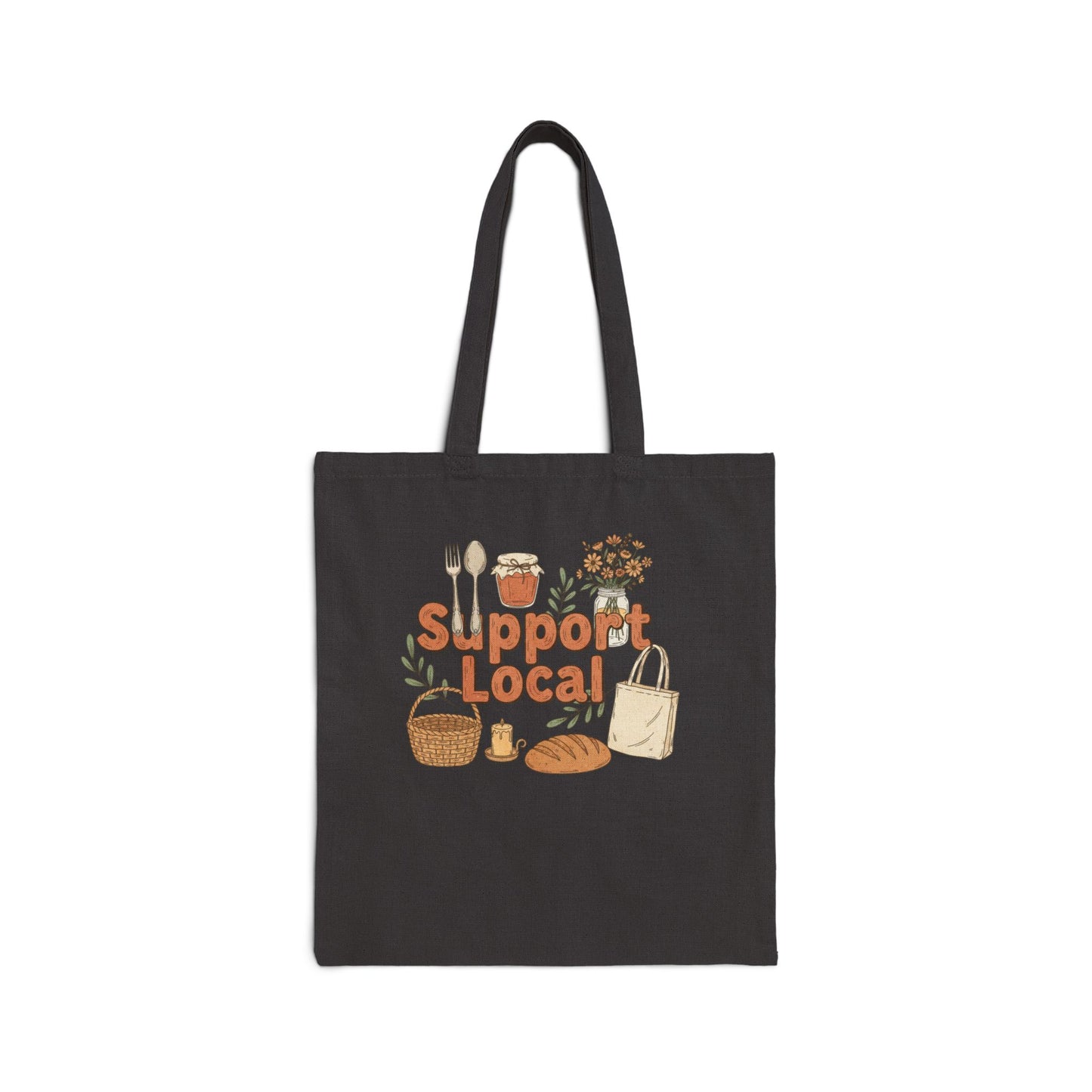 Support Local Cotton Canvas Tote Bag — 'Support Local' Market Shopper Tote