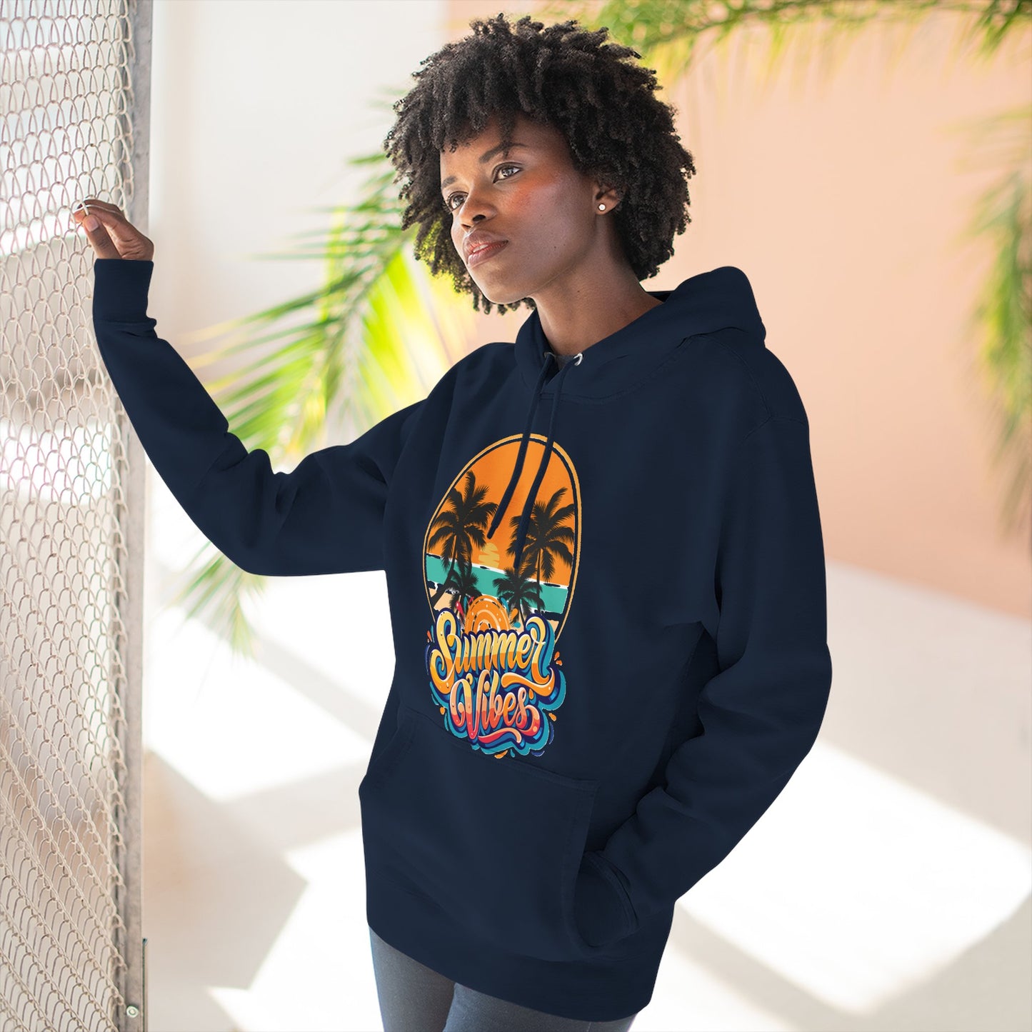 Summer Vibes Fleece Hoodie | Cozy Beachwear for Casual Days, Perfect for Summer Parties, Holidays, Everyday Relaxation, Travel