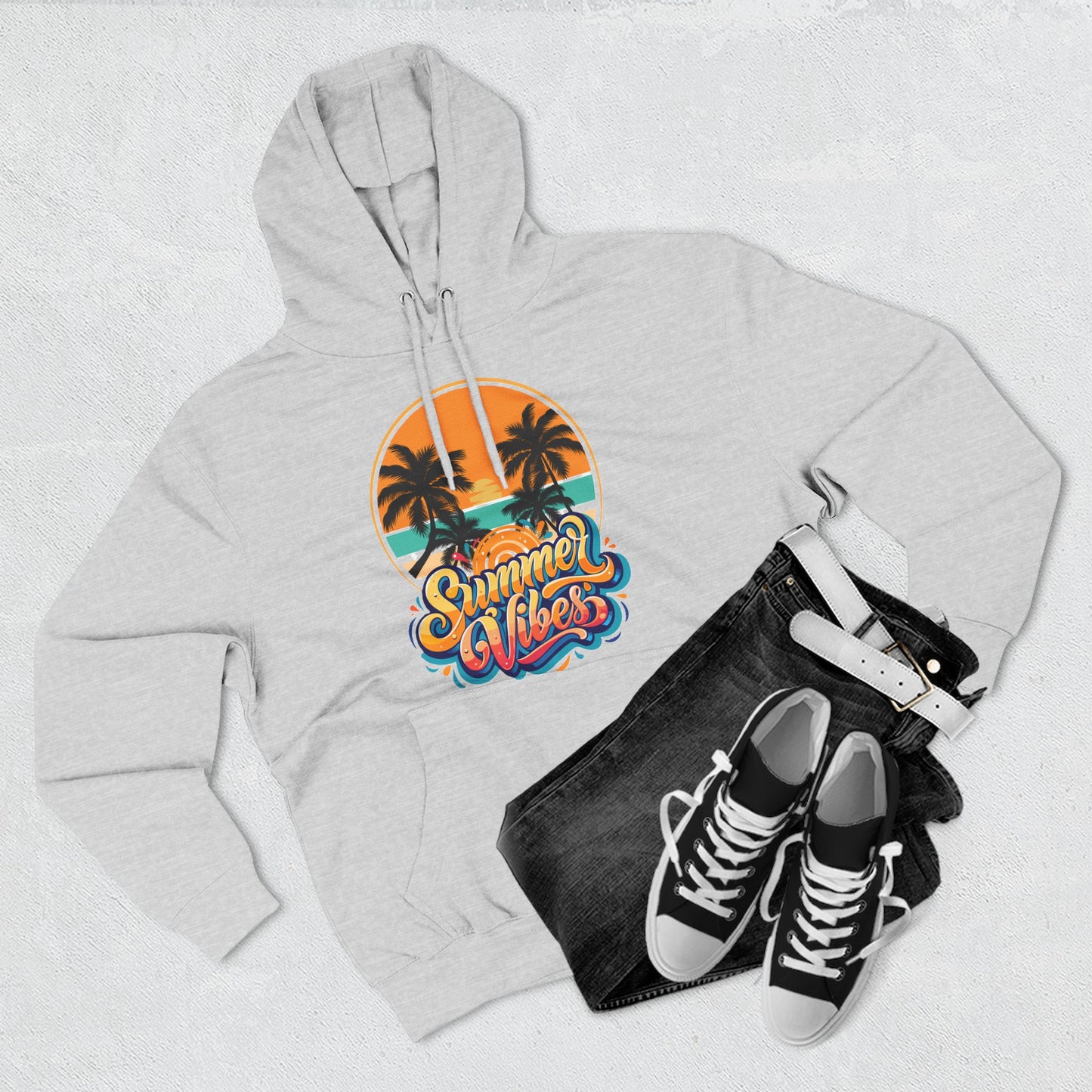 Summer Vibes Fleece Hoodie | Cozy Beachwear for Casual Days, Perfect for Summer Parties, Holidays, Everyday Relaxation, Travel