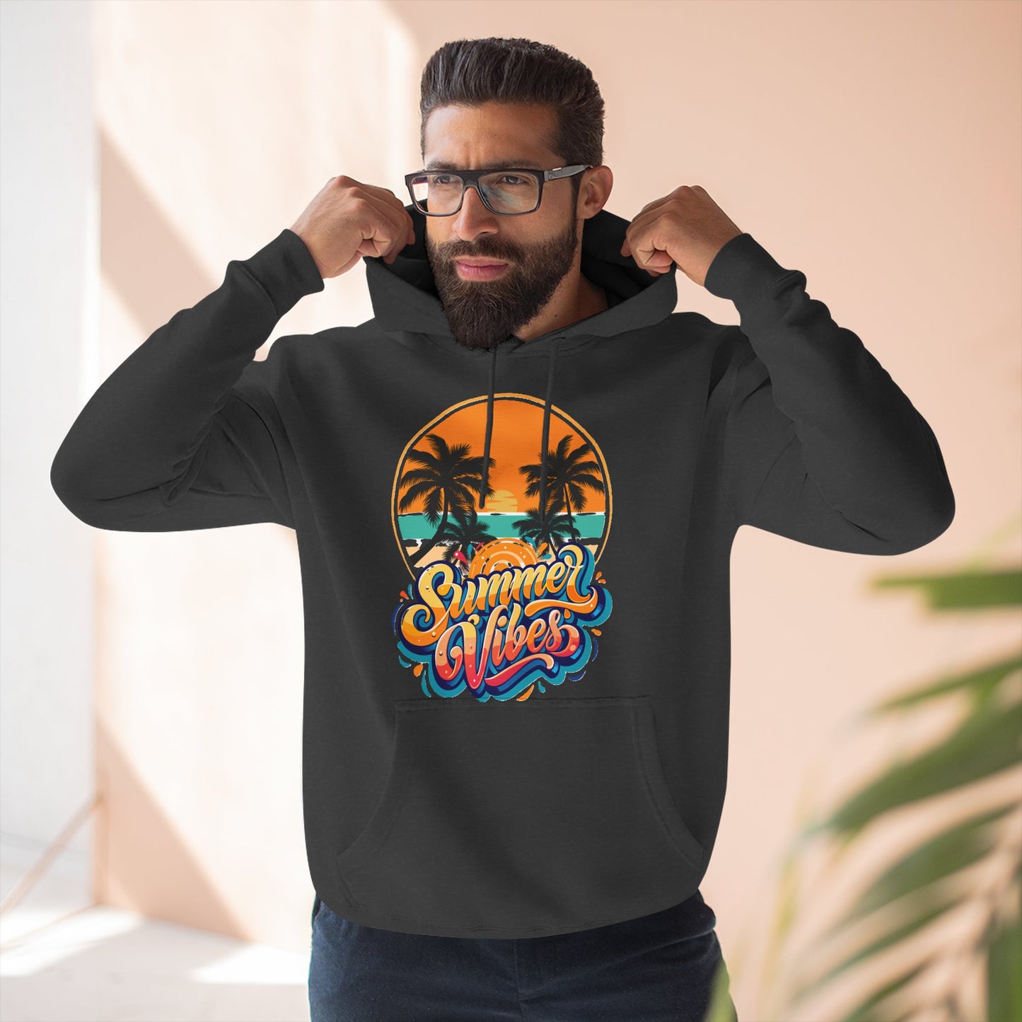 Summer Vibes Fleece Hoodie | Cozy Beachwear for Casual Days, Perfect for Summer Parties, Holidays, Everyday Relaxation, Travel