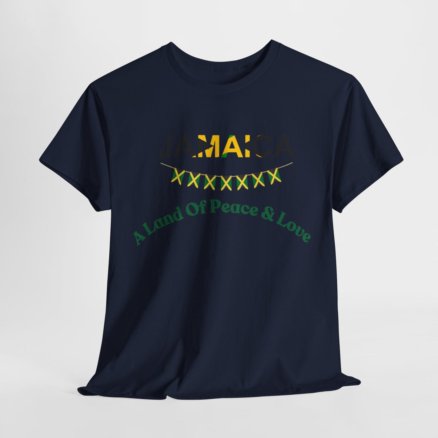 Jamaican Peace & Love Tee, Unisex Heavy Cotton Shirt, Summer vibes.