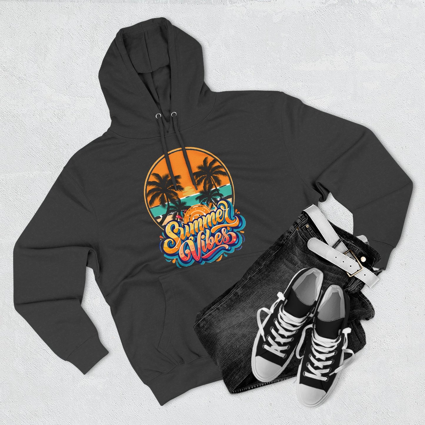 Summer Vibes Fleece Hoodie | Cozy Beachwear for Casual Days, Perfect for Summer Parties, Holidays, Everyday Relaxation, Travel