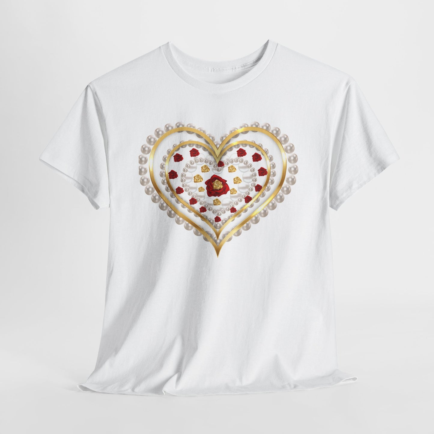 Heartfelt Unisex Heavy Cotton Tee, Cute Heart Design Shirt.