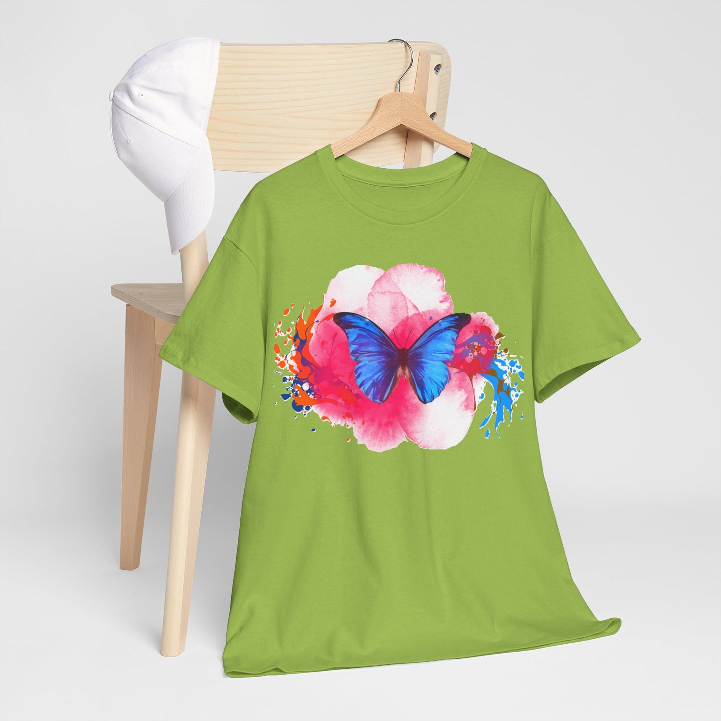 Colorful Butterfly Unisex Heavy Cotton Tee, Summer Vibes.