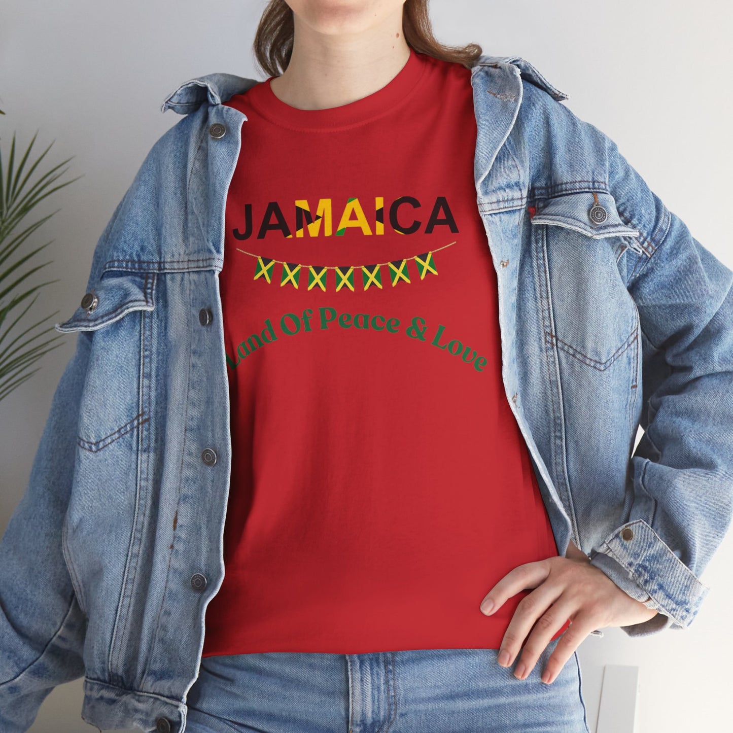 Jamaican Peace & Love Tee, Unisex Heavy Cotton Shirt, Summer vibes.