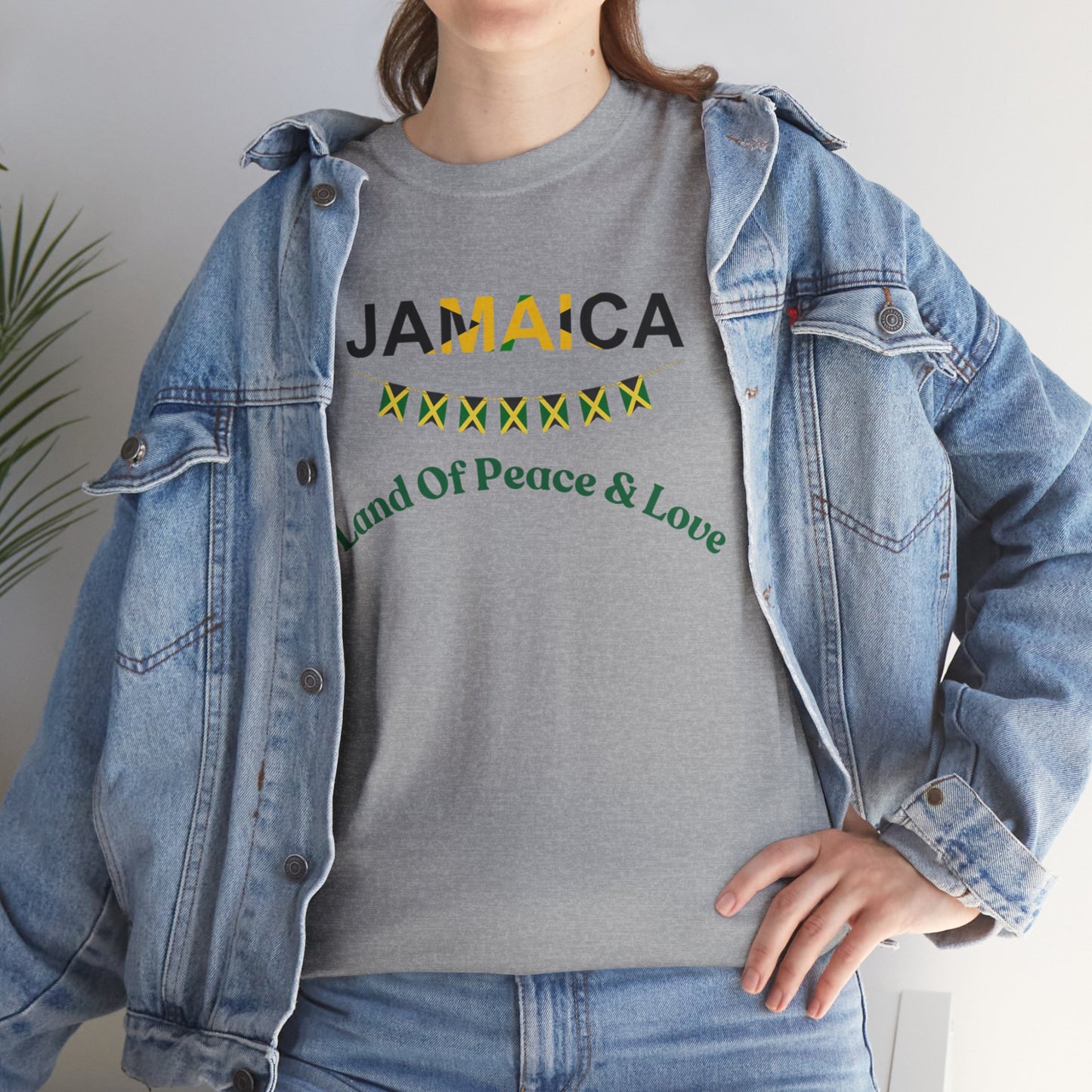 Jamaican Peace & Love Tee, Unisex Heavy Cotton Shirt, Summer vibes.