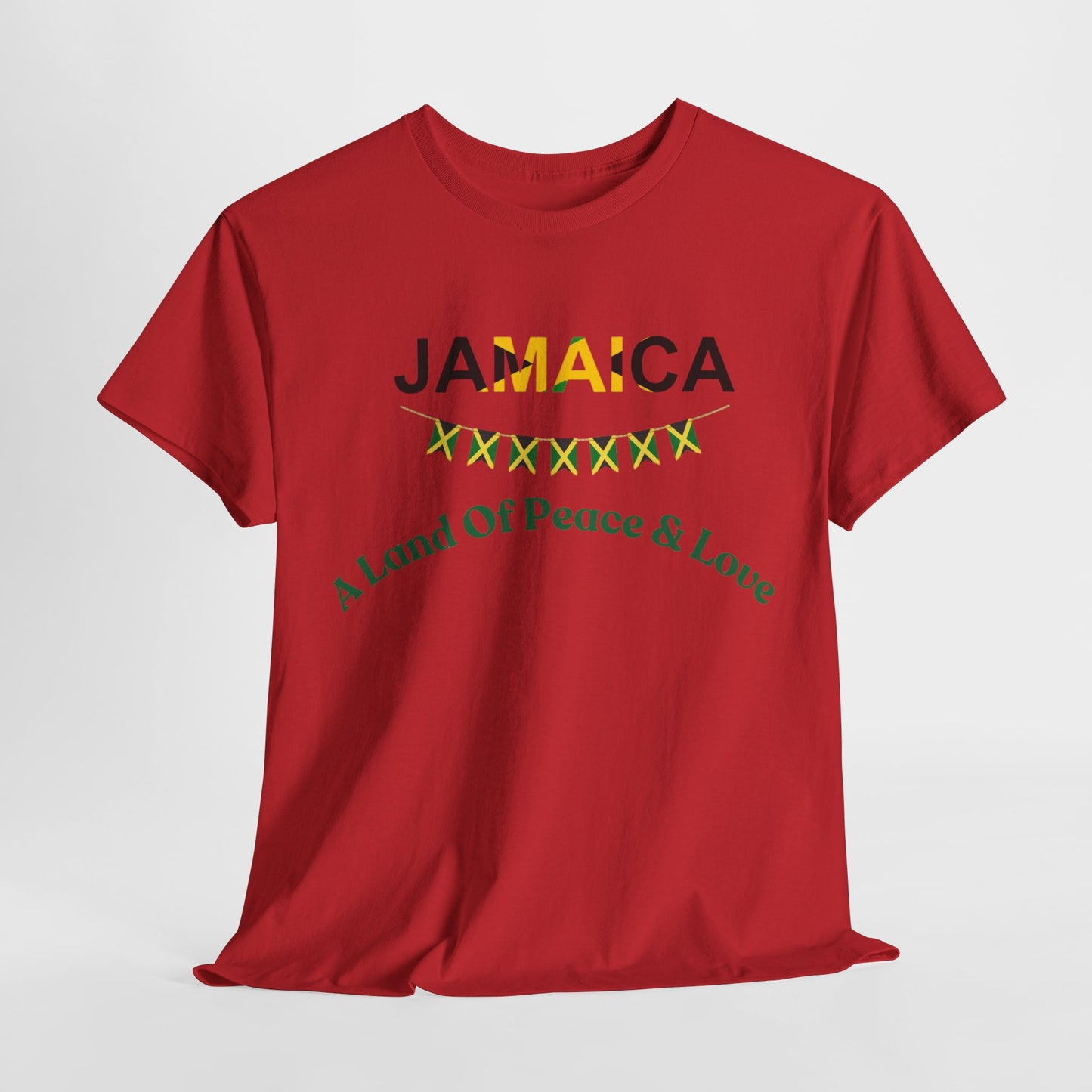 Jamaican Peace & Love Tee, Unisex Heavy Cotton Shirt, Summer vibes.
