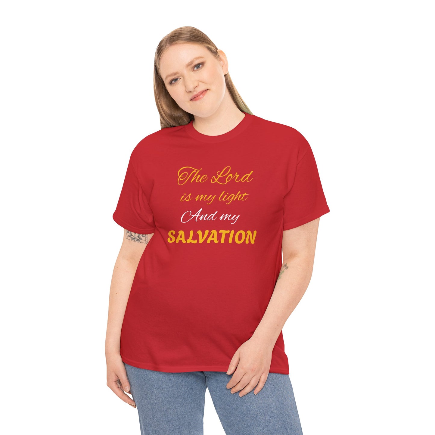 Inspirational Unisex Heavy Cotton Tee - 'The Lord is my light and my SALVATION'