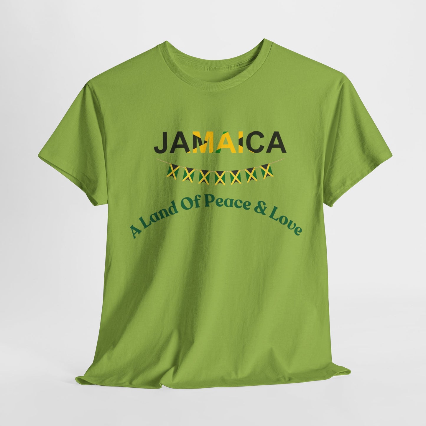 Jamaican Peace & Love Tee, Unisex Heavy Cotton Shirt, Summer vibes.
