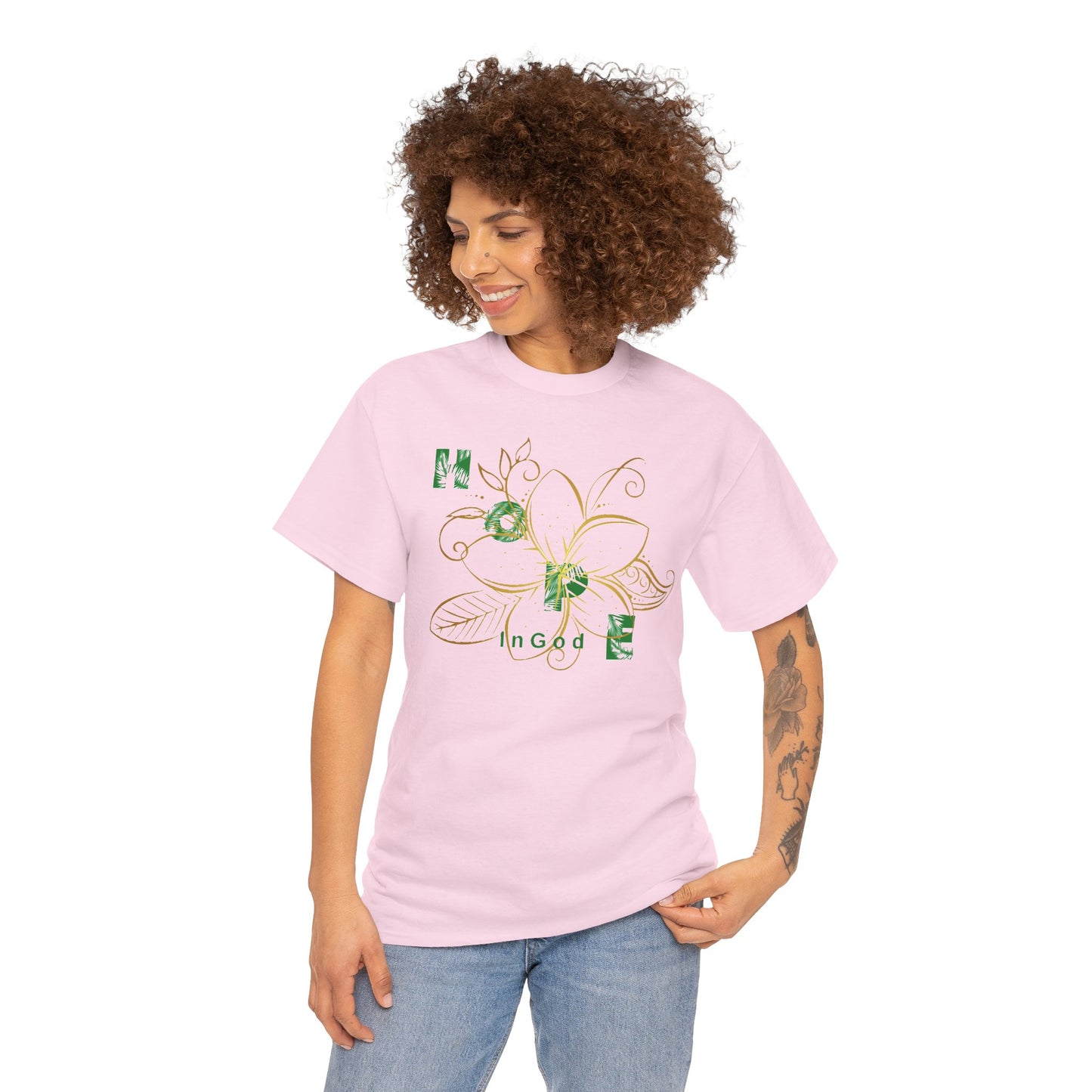 Hope Floral Unisex Heavy Cotton Tee, Inspirational Tee.