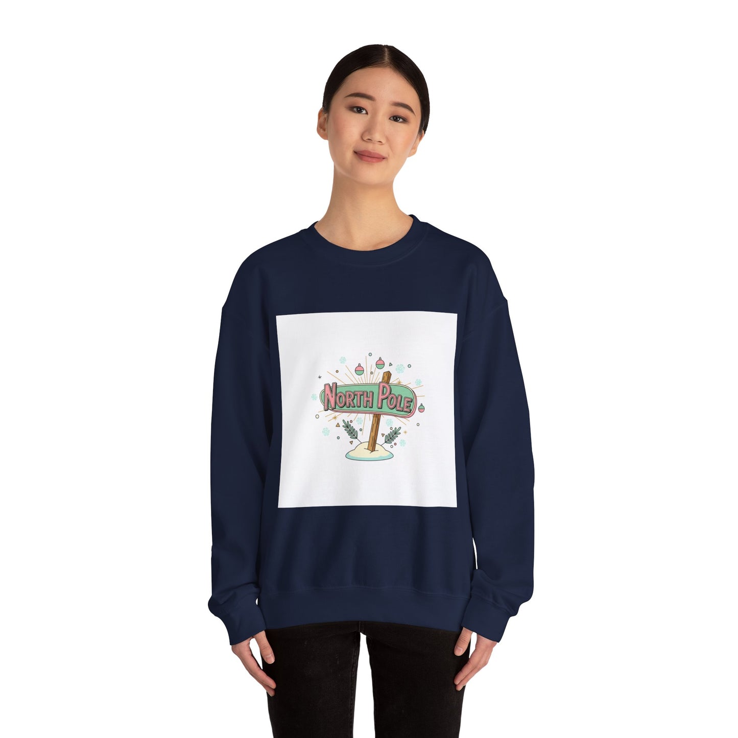 North Pole Sign Sweatshirt | mid century Christmas, retro holiday sign