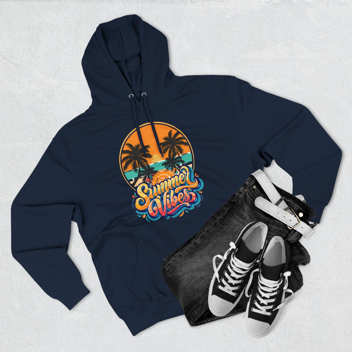 Summer Vibes Fleece Hoodie | Cozy Beachwear for Casual Days, Perfect for Summer Parties, Holidays, Everyday Relaxation, Travel