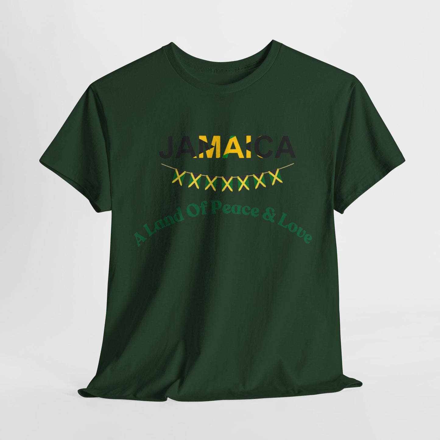 Jamaican Peace & Love Tee, Unisex Heavy Cotton Shirt, Summer vibes.