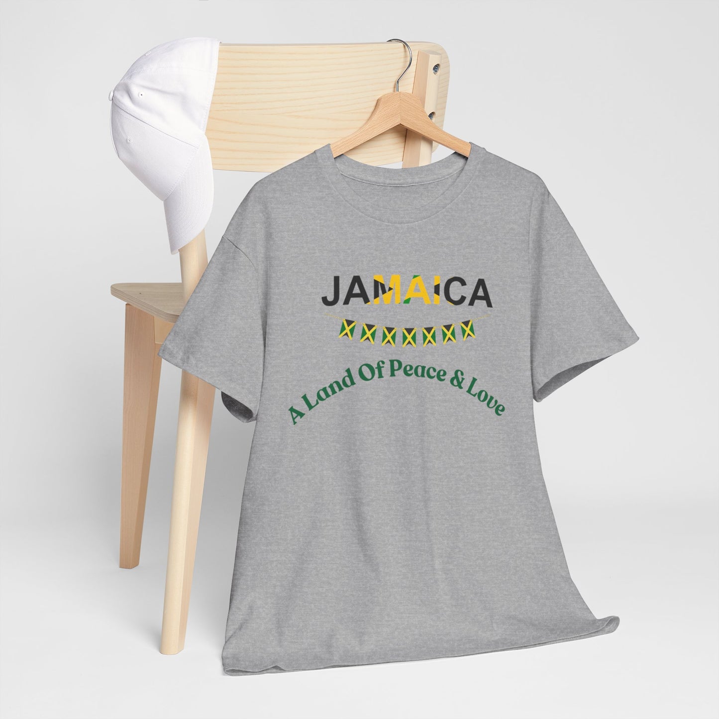 Jamaican Peace & Love Tee, Unisex Heavy Cotton Shirt, Summer vibes.