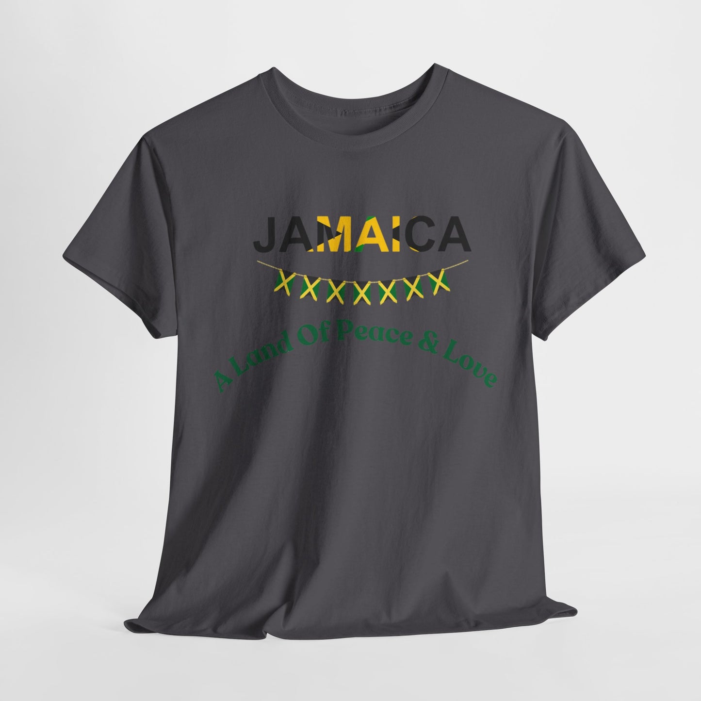 Jamaican Peace & Love Tee, Unisex Heavy Cotton Shirt, Summer vibes.