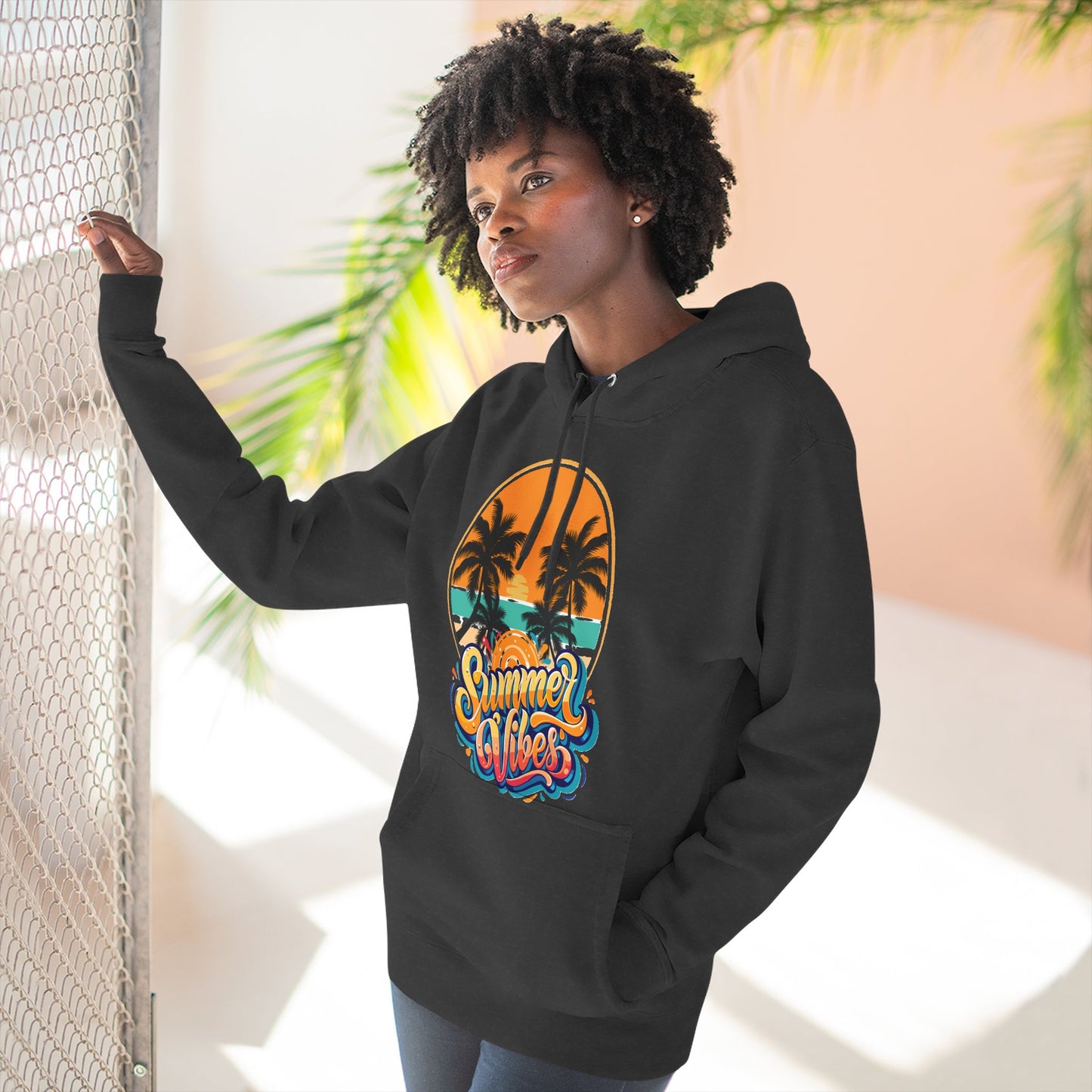 Summer Vibes Fleece Hoodie | Cozy Beachwear for Casual Days, Perfect for Summer Parties, Holidays, Everyday Relaxation, Travel