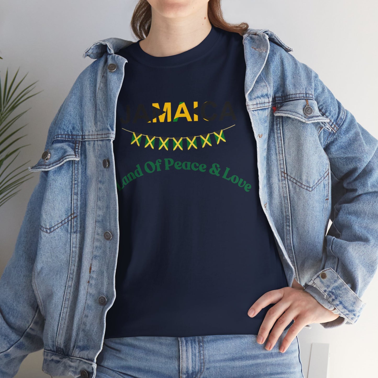 Jamaican Peace & Love Tee, Unisex Heavy Cotton Shirt, Summer vibes.