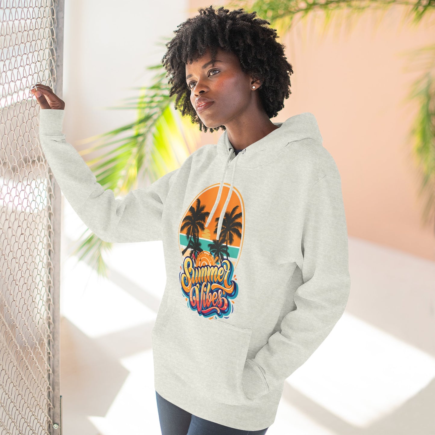 Summer Vibes Fleece Hoodie | Cozy Beachwear for Casual Days, Perfect for Summer Parties, Holidays, Everyday Relaxation, Travel