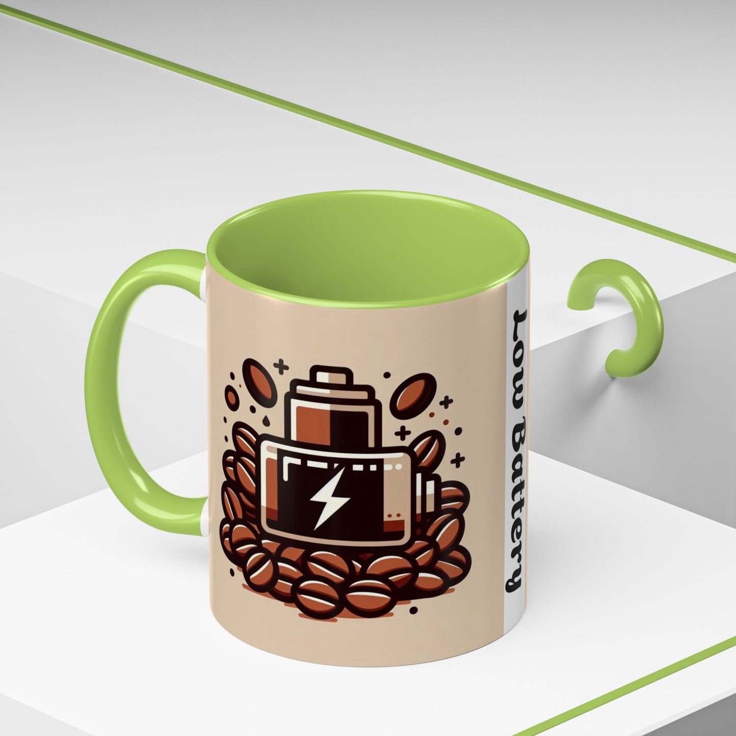 Low Battery Coffee Mug, Funny Coffee Cup, Gift for Caffeine Lovers, Unique Office Mug, Java Enthusiast Cup