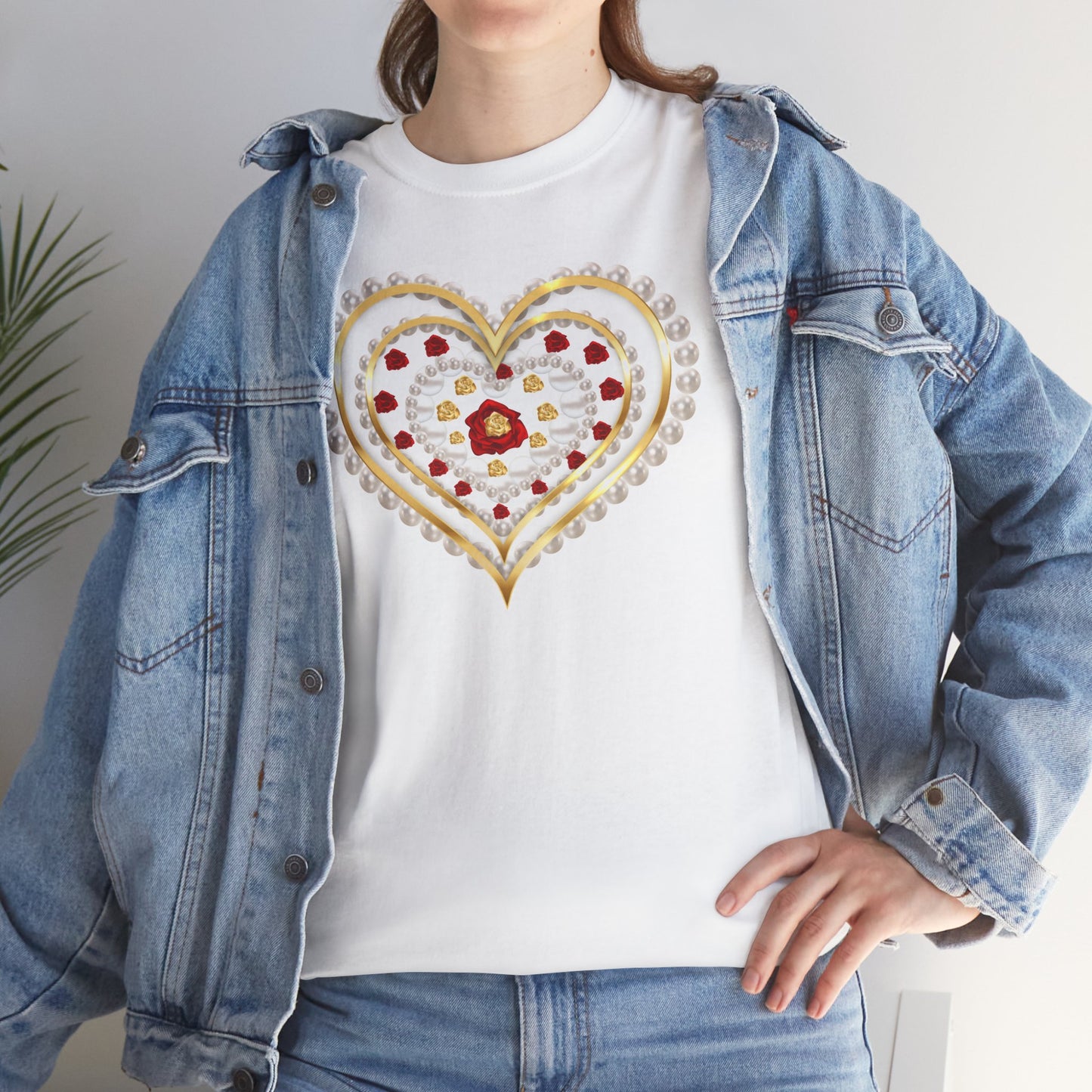 Heartfelt Unisex Heavy Cotton Tee, Cute Heart Design Shirt.