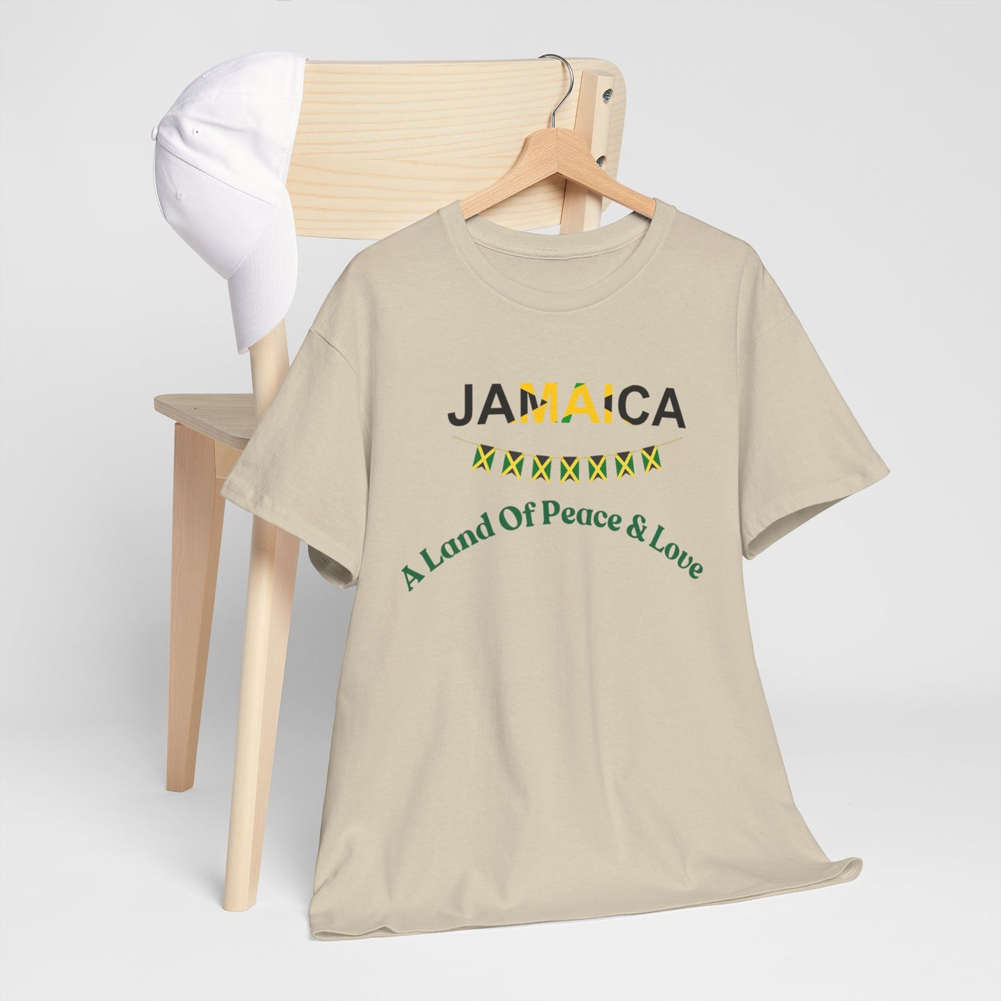 Jamaican Peace & Love Tee, Unisex Heavy Cotton Shirt, Summer vibes.