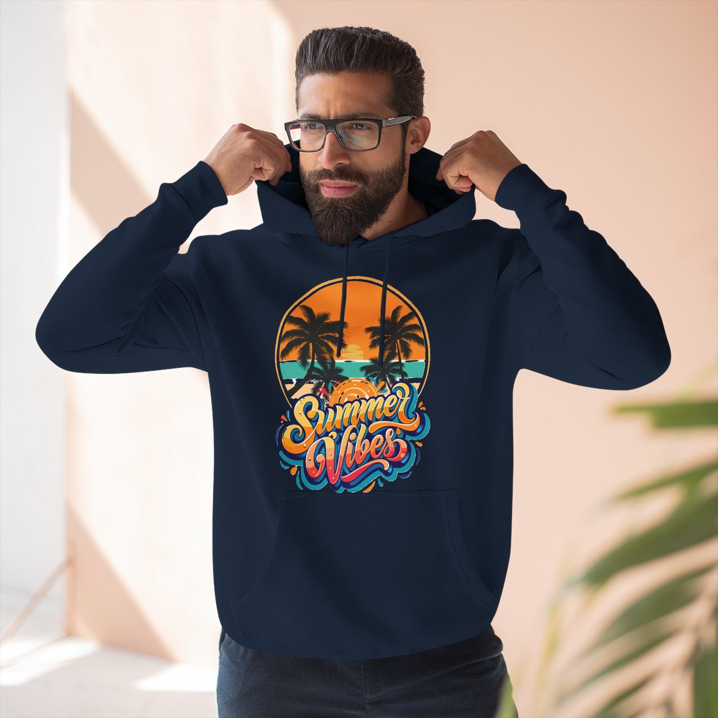 Summer Vibes Fleece Hoodie | Cozy Beachwear for Casual Days, Perfect for Summer Parties, Holidays, Everyday Relaxation, Travel