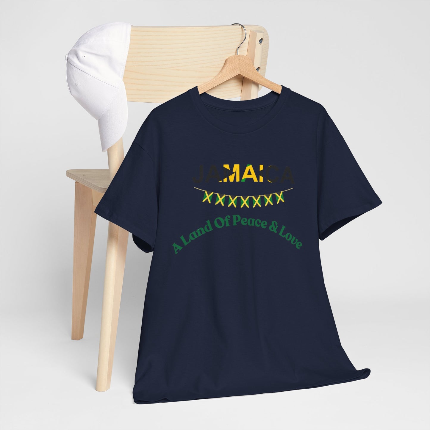 Jamaican Peace & Love Tee, Unisex Heavy Cotton Shirt, Summer vibes.