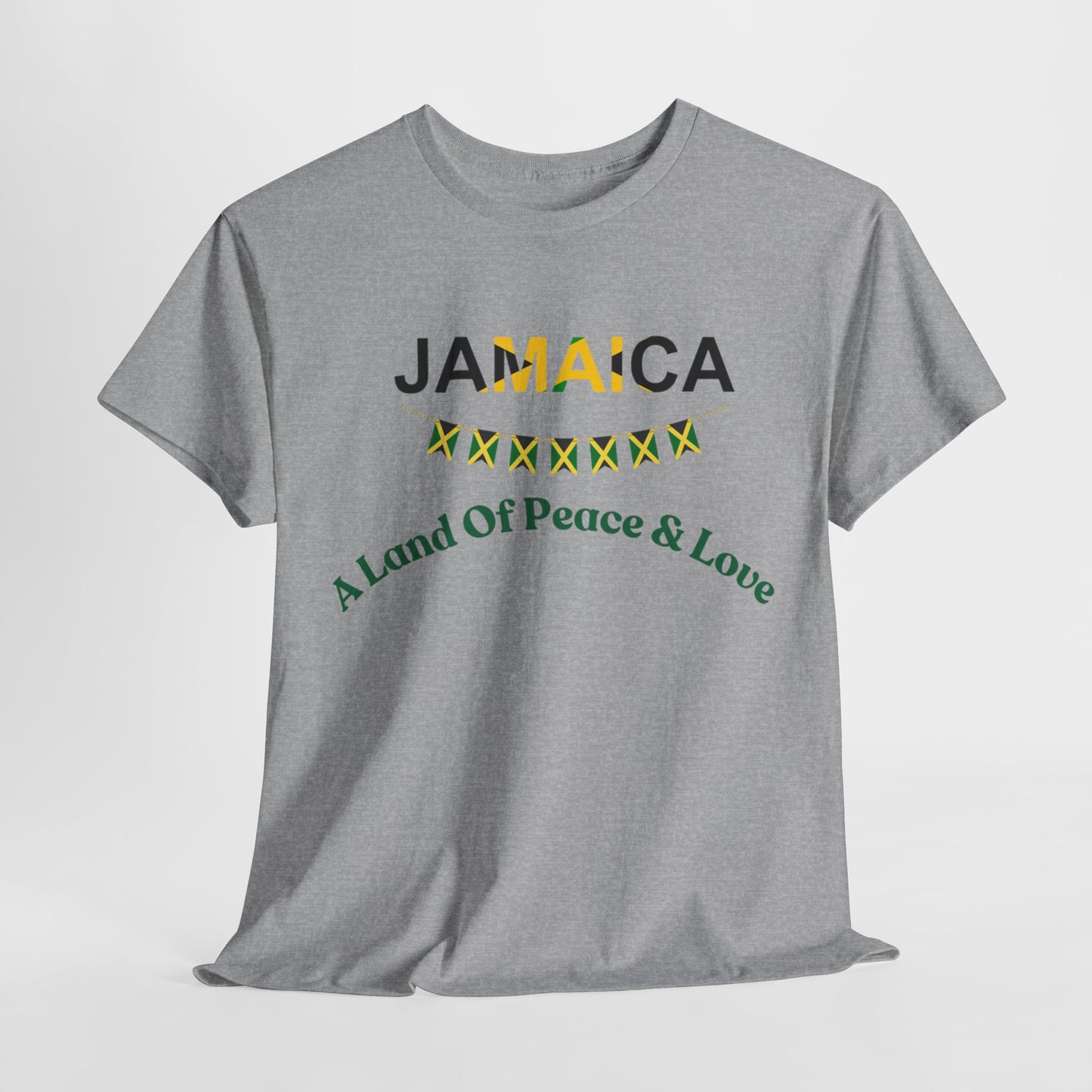 Jamaican Peace & Love Tee, Unisex Heavy Cotton Shirt, Summer vibes.