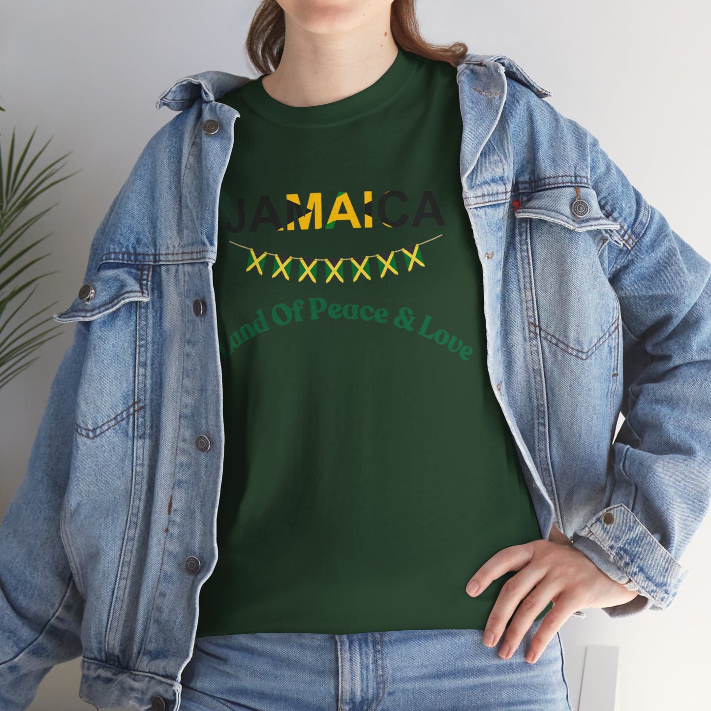 Jamaican Peace & Love Tee, Unisex Heavy Cotton Shirt, Summer vibes.