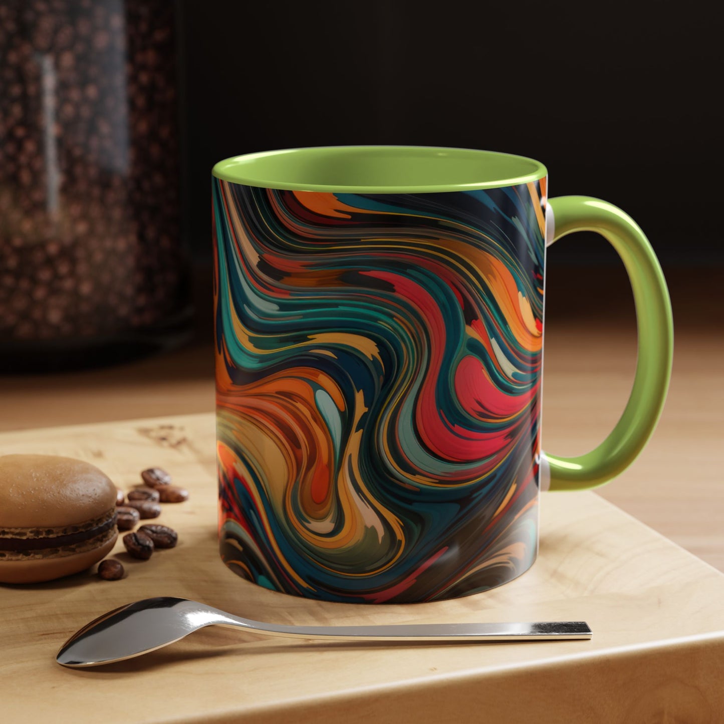 Vibrant Accent Coffee Mug, Artistic Mug Design Colorful Drinkware.