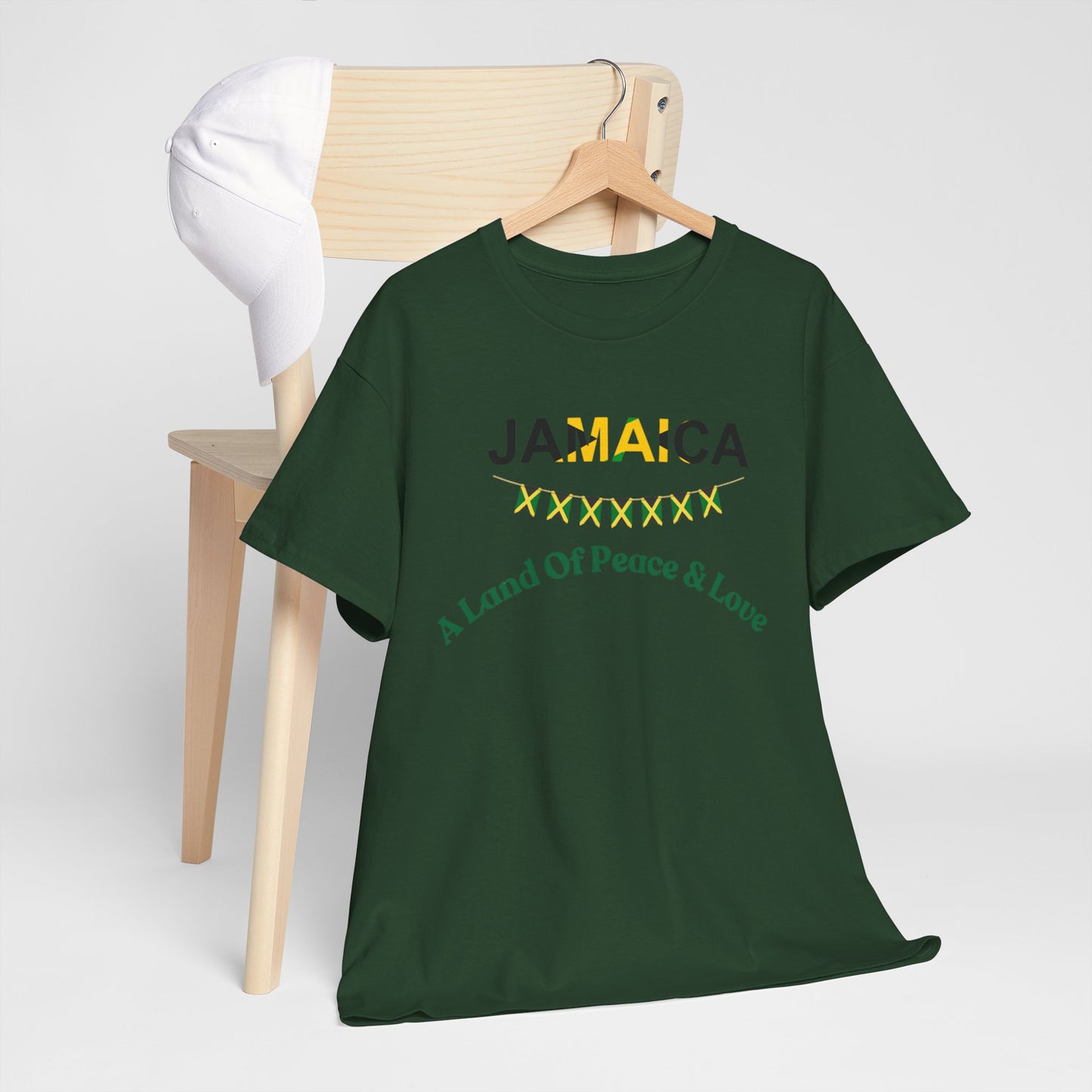 Jamaican Peace & Love Tee, Unisex Heavy Cotton Shirt, Summer vibes.
