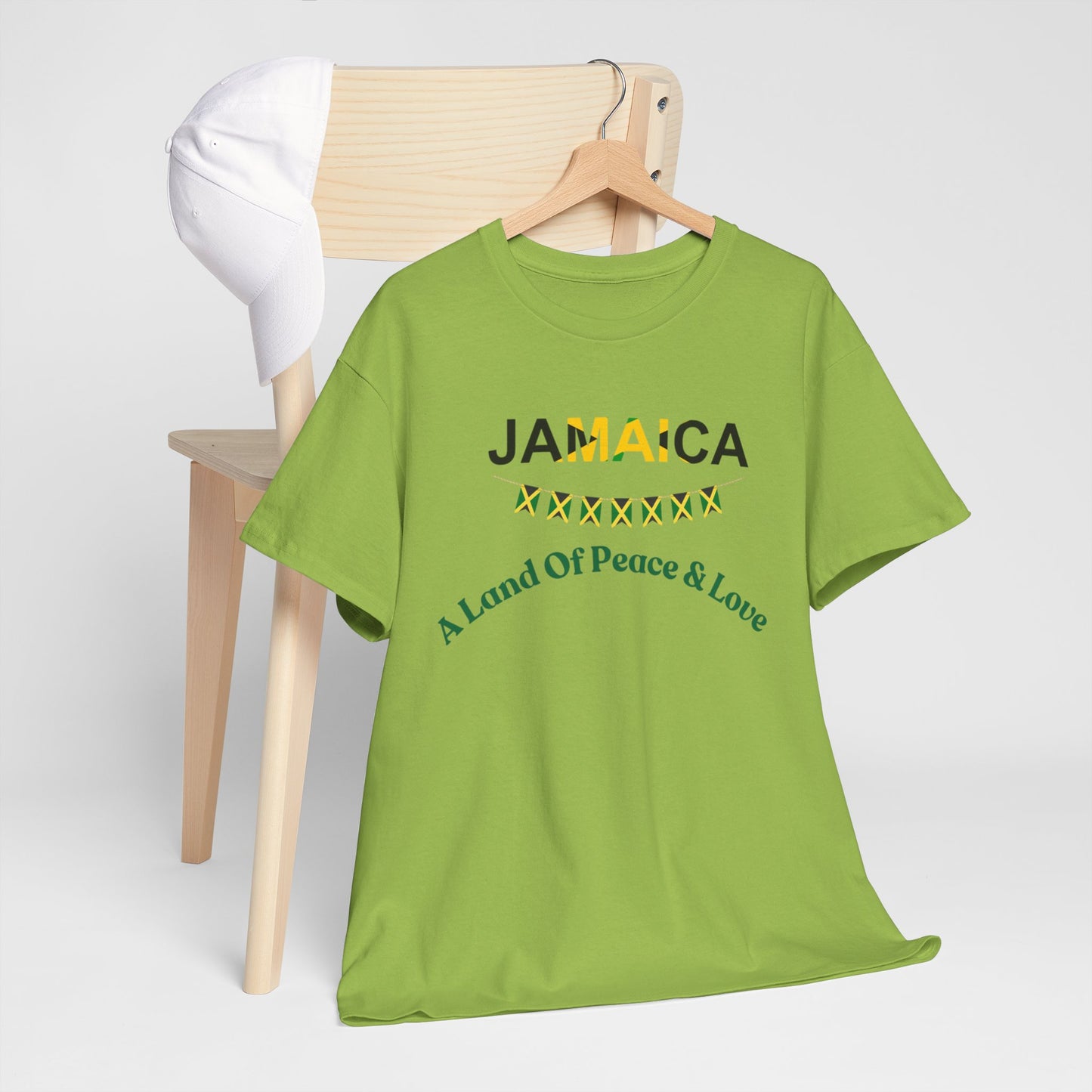 Jamaican Peace & Love Tee, Unisex Heavy Cotton Shirt, Summer vibes.