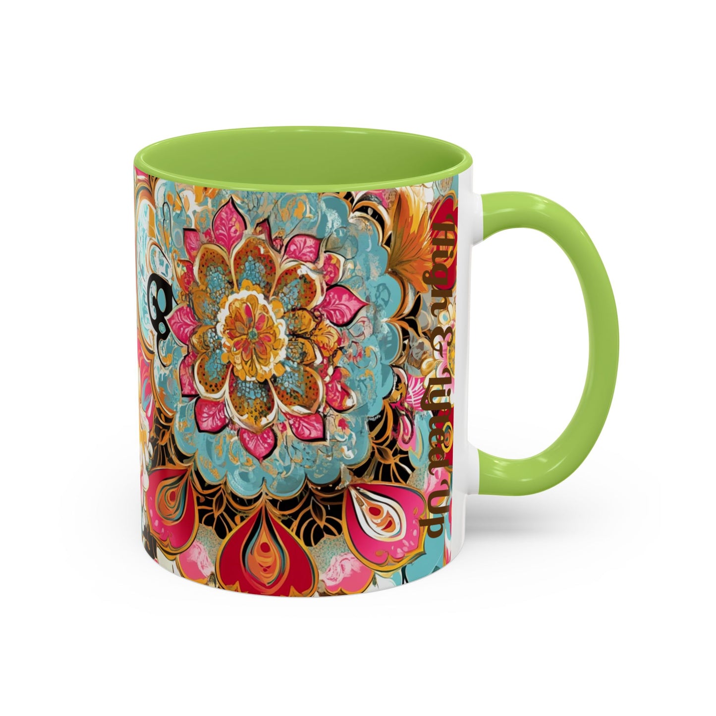 Vibrant Floral Accent Boho Coffee Mug, Floral.