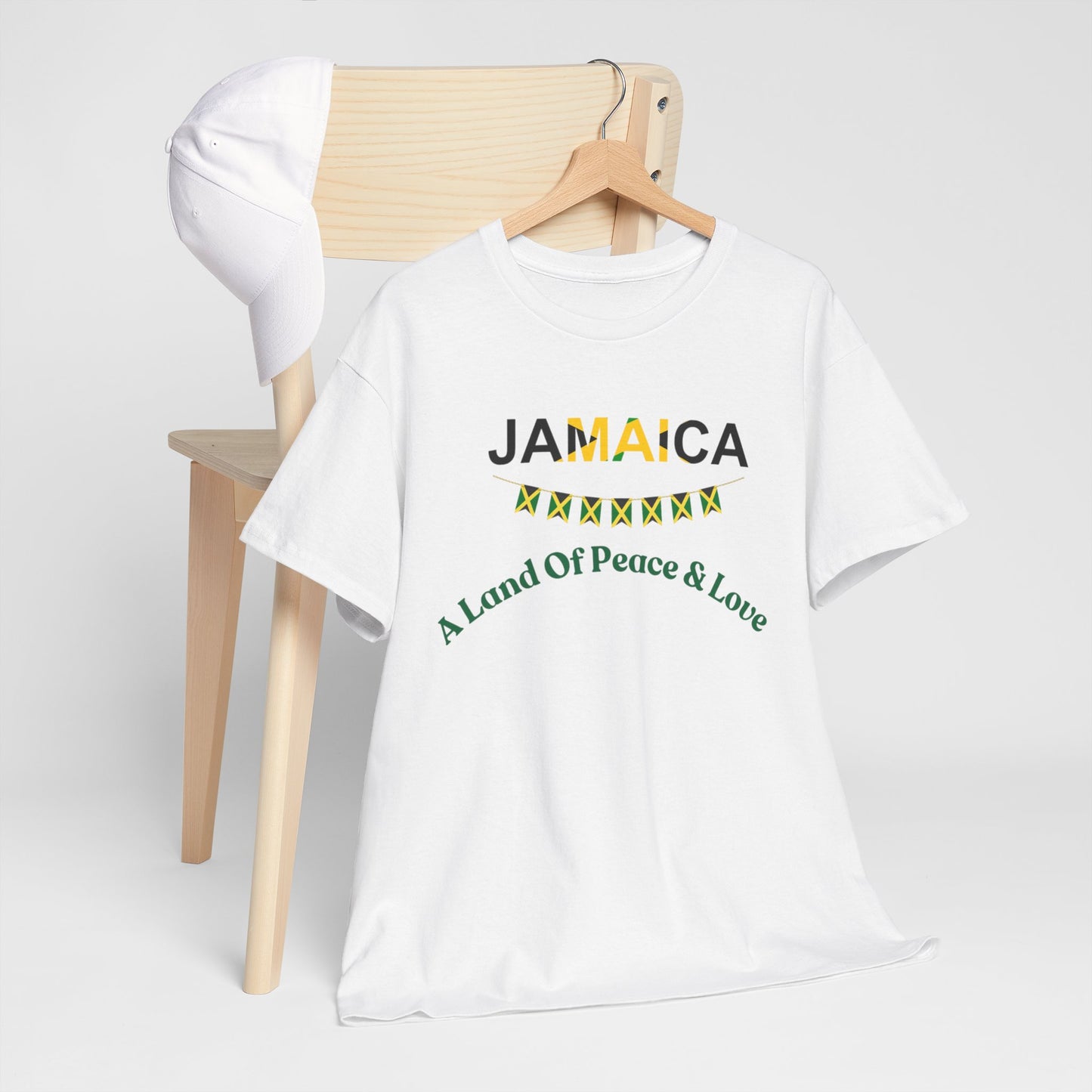 Jamaican Peace & Love Tee, Unisex Heavy Cotton Shirt, Summer vibes.
