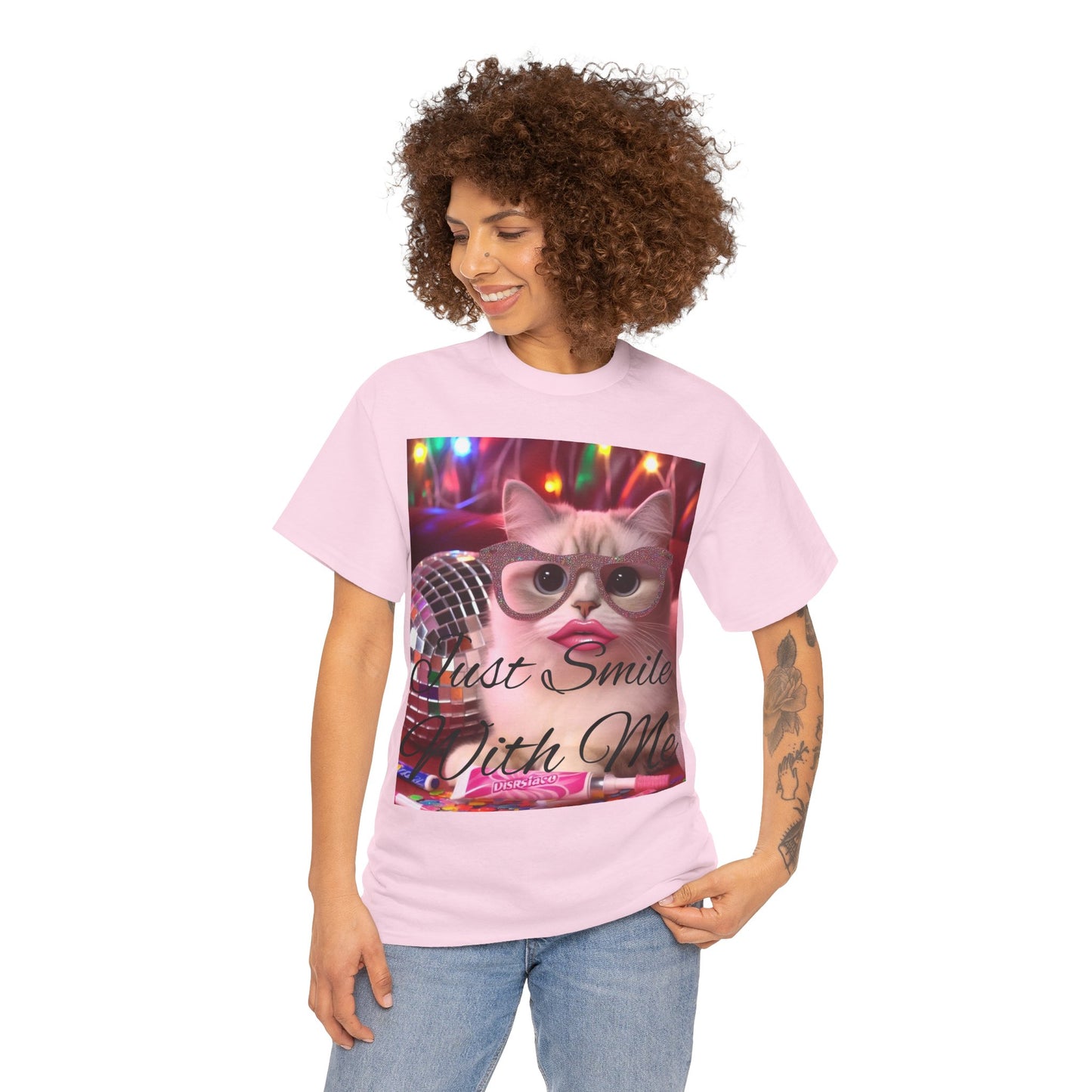 Just Smile Cat Unisex Heavy Cotton Tee - Fun and Funky Casual Wear