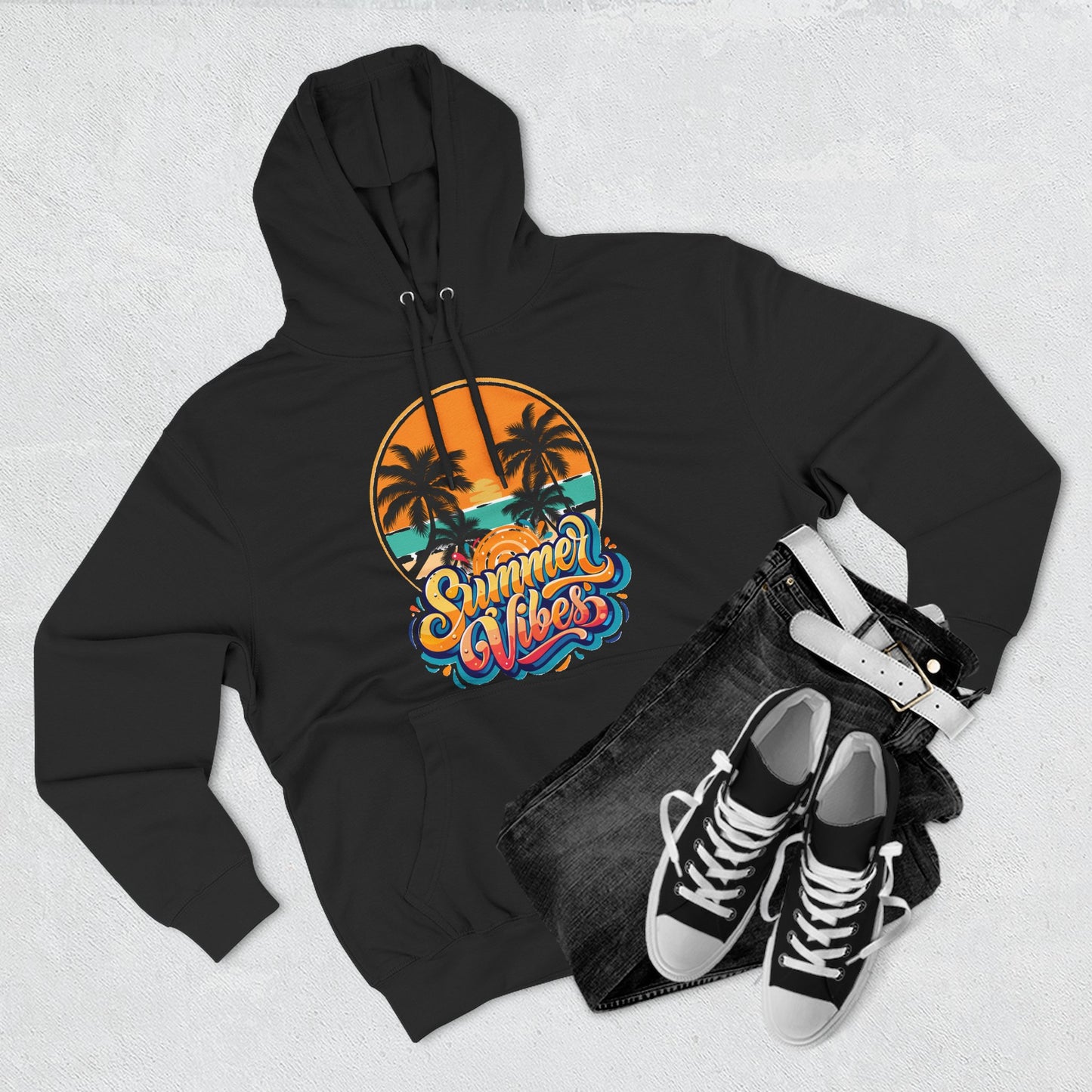 Summer Vibes Fleece Hoodie | Cozy Beachwear for Casual Days, Perfect for Summer Parties, Holidays, Everyday Relaxation, Travel