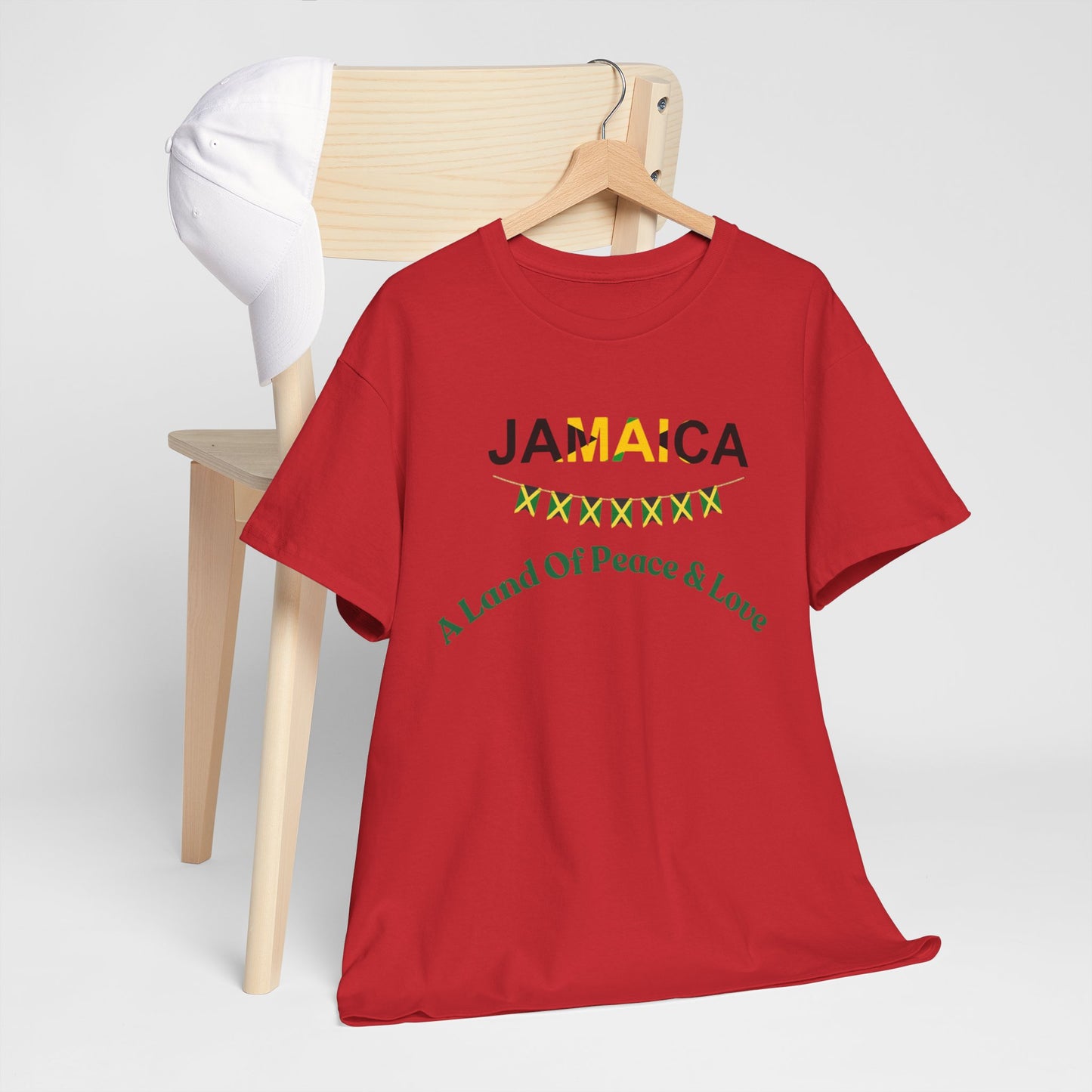 Jamaican Peace & Love Tee, Unisex Heavy Cotton Shirt, Summer vibes.