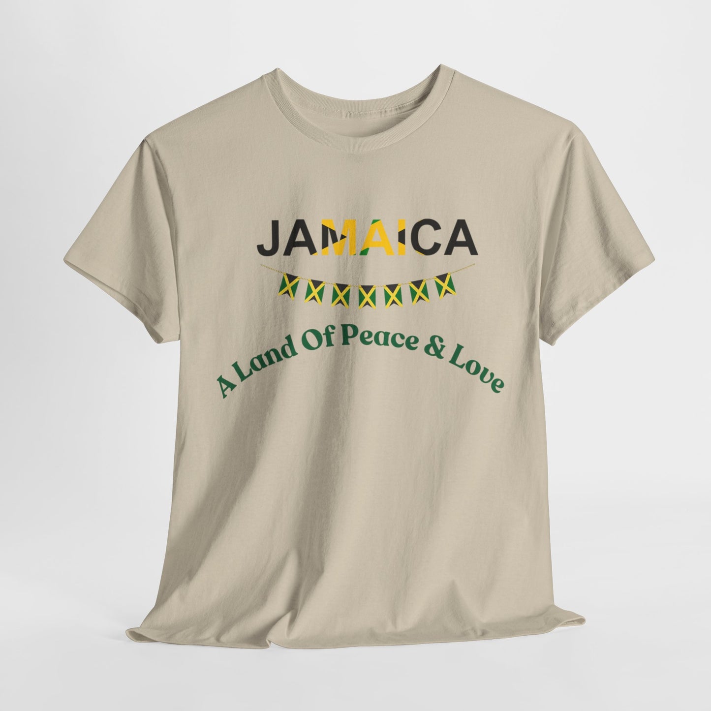 Jamaican Peace & Love Tee, Unisex Heavy Cotton Shirt, Summer vibes.