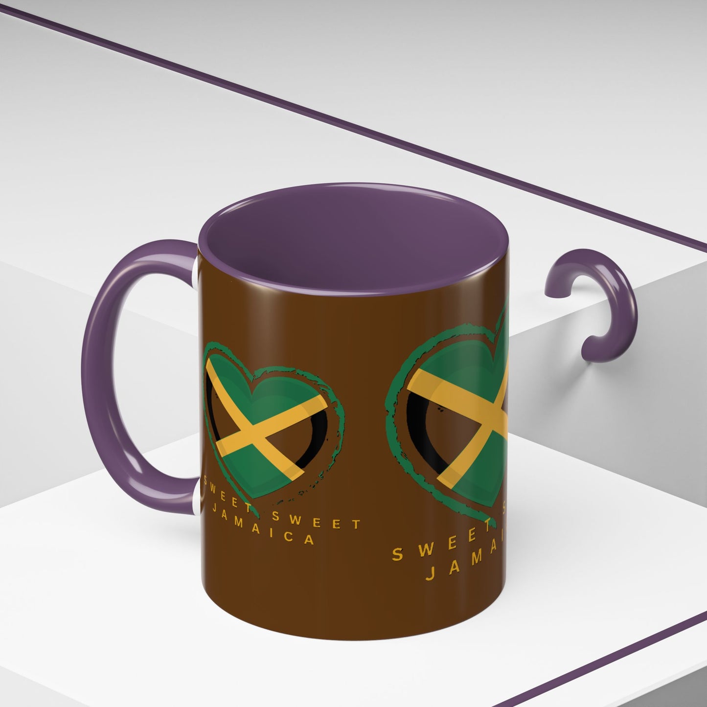 Accent Coffee Mug with Jamaican Heart Design - Perfect for Coffee Lovers, Gift for Travelers, Jamaica Celebration, or Home Decor