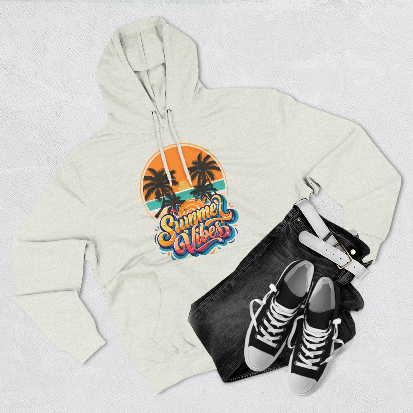 Summer Vibes Fleece Hoodie | Cozy Beachwear for Casual Days, Perfect for Summer Parties, Holidays, Everyday Relaxation, Travel
