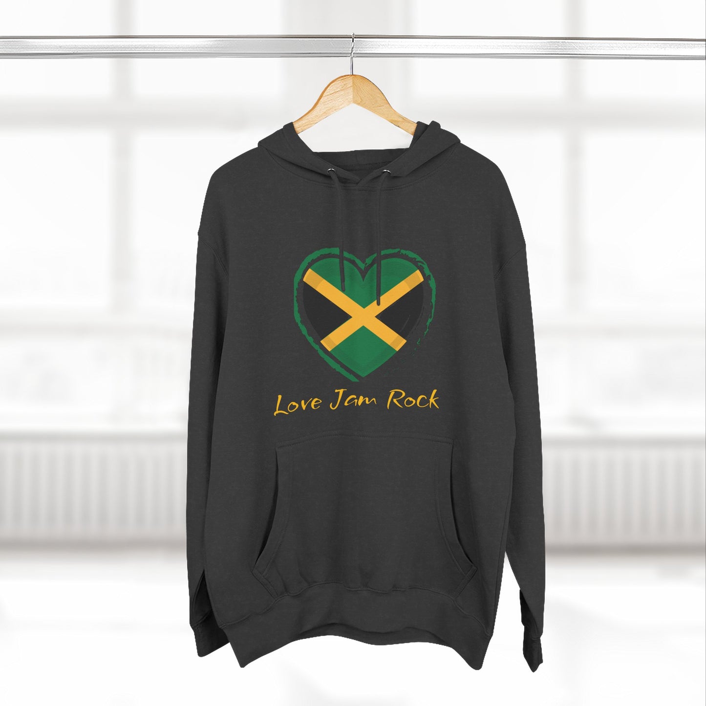 Jamaican Love Fleece Hoodie, Cosy Black Sweatshirt
